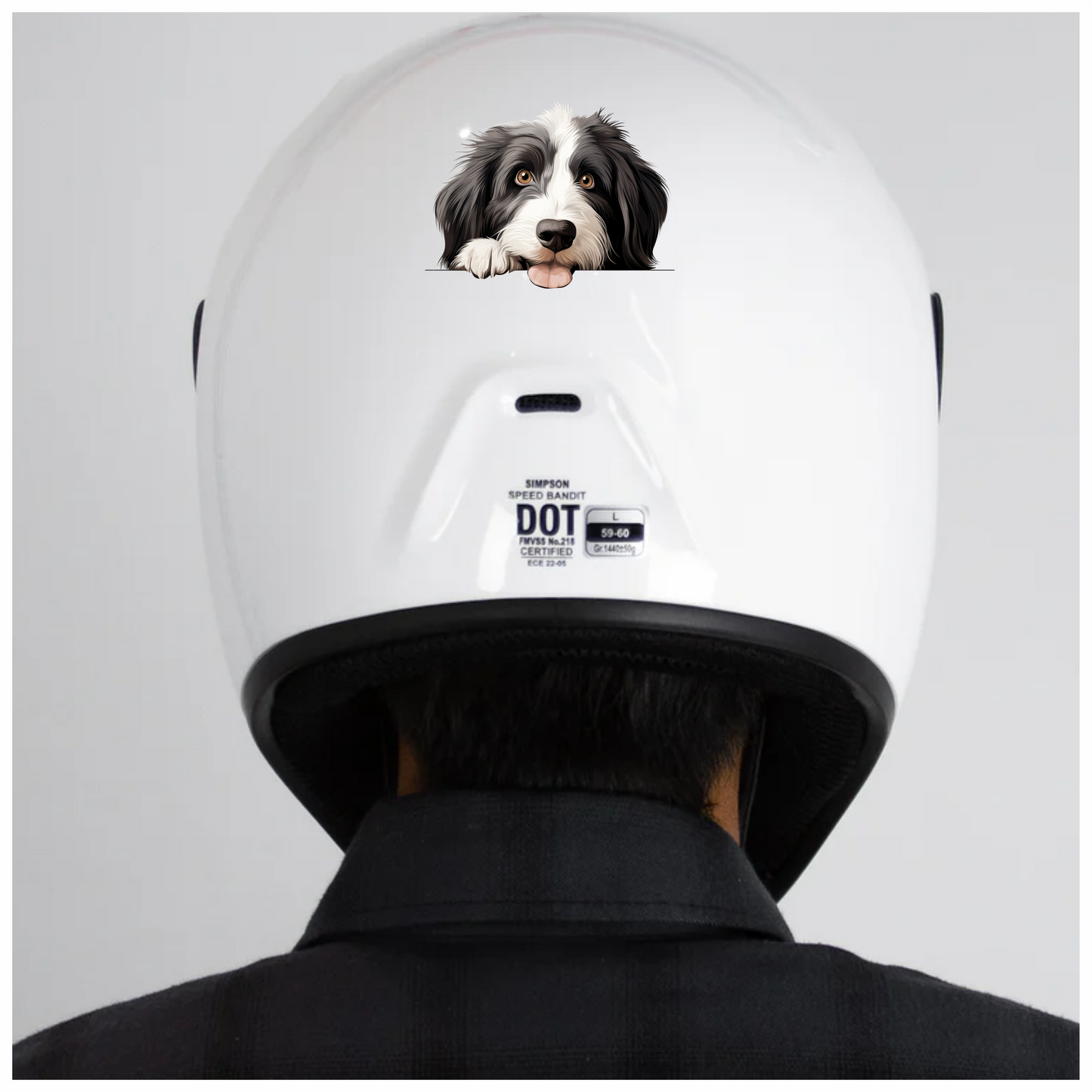 Black White Dog Bearded Collie Vinyl Sticker Decal