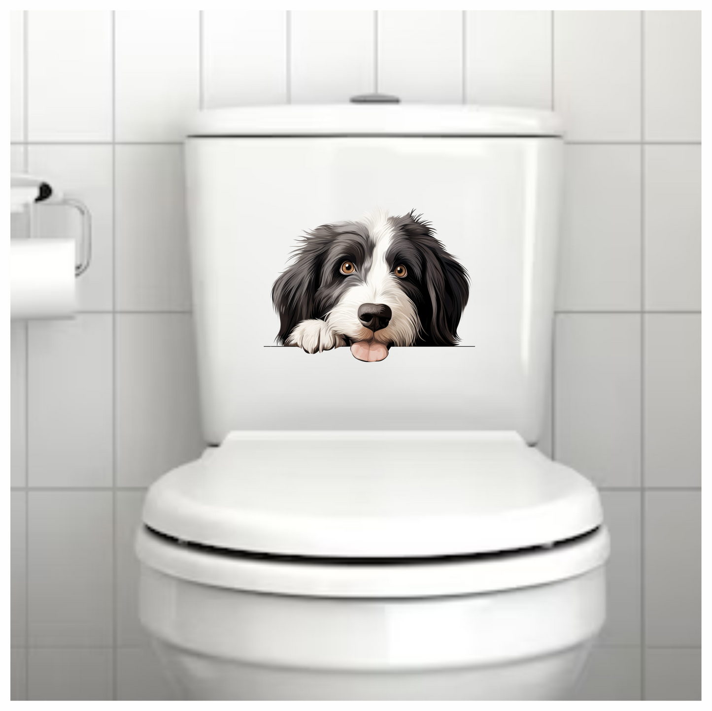 Black White Dog Bearded Collie Vinyl Sticker Decal