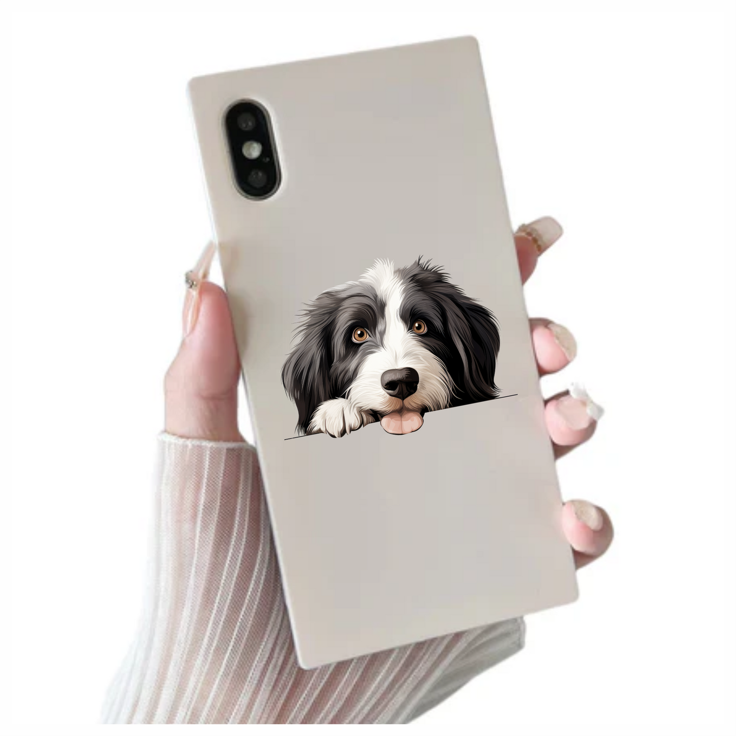 Black White Dog Bearded Collie Vinyl Sticker Decal