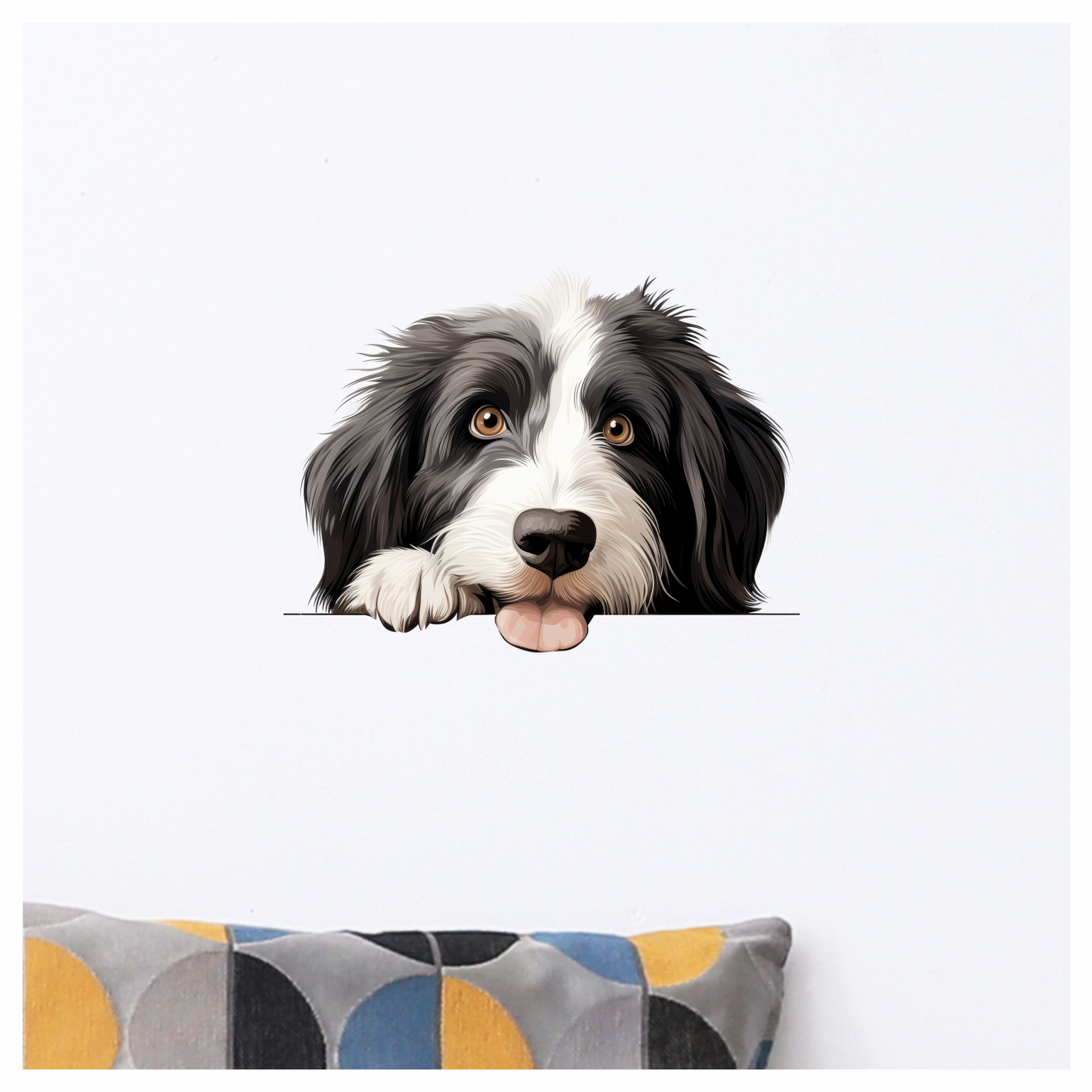 Black White Dog Bearded Collie Vinyl Sticker Decal