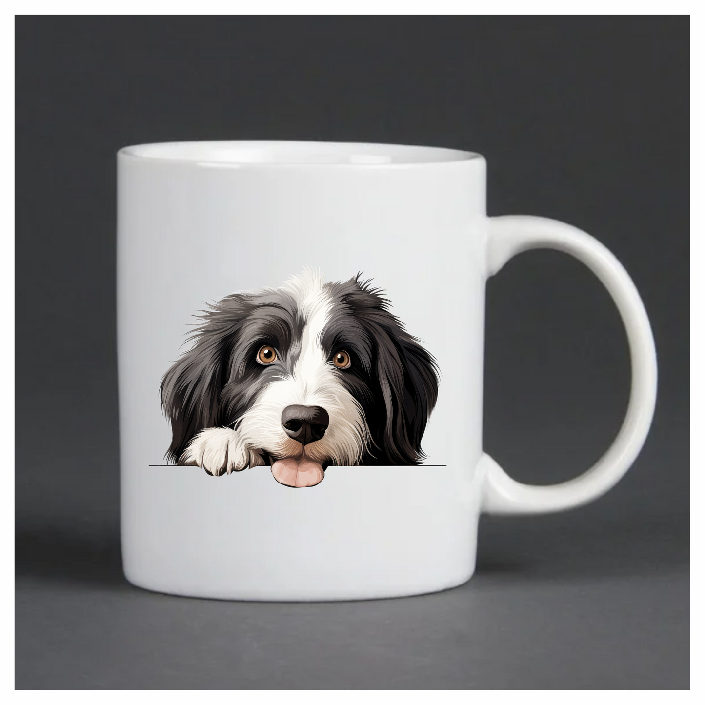 Black White Dog Bearded Collie Vinyl Sticker Decal