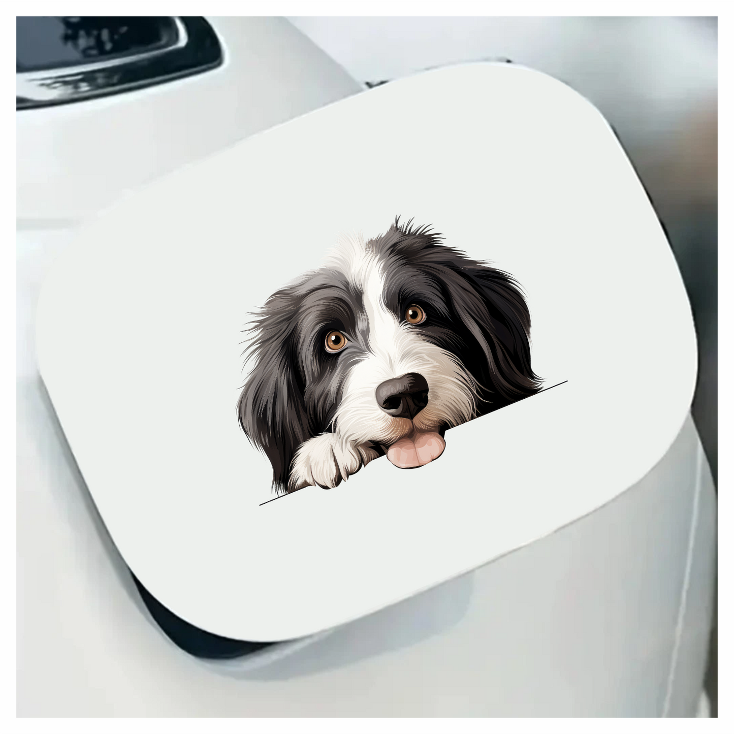 Black White Dog Bearded Collie Vinyl Sticker Decal