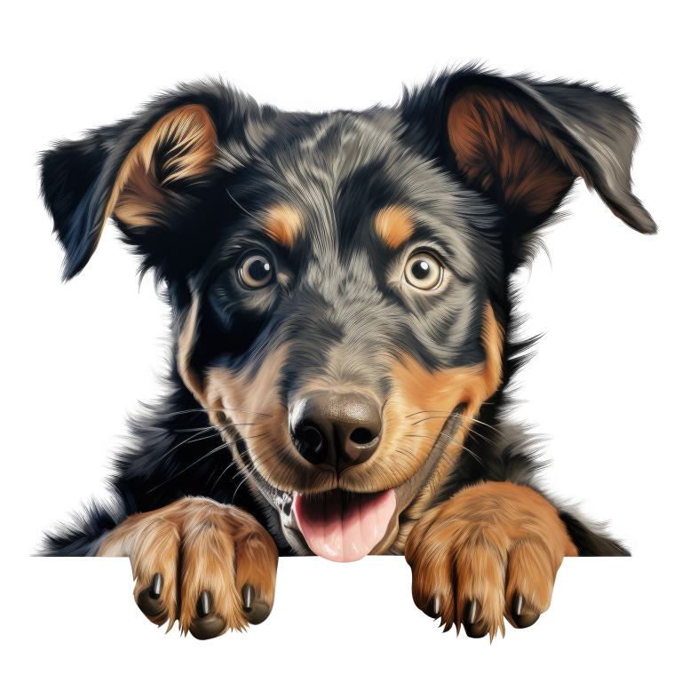 Black Brown Dog Puppy Happy Vinyl Sticker Decal