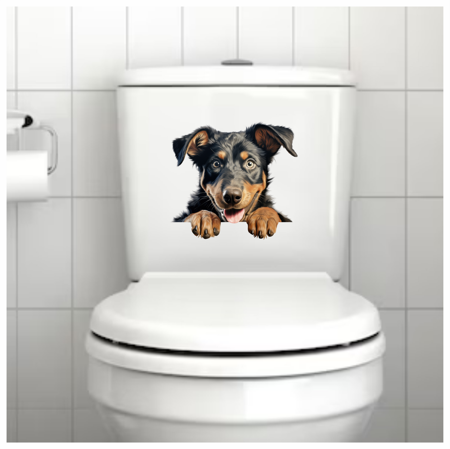 Black Brown Dog Puppy Happy Vinyl Sticker Decal