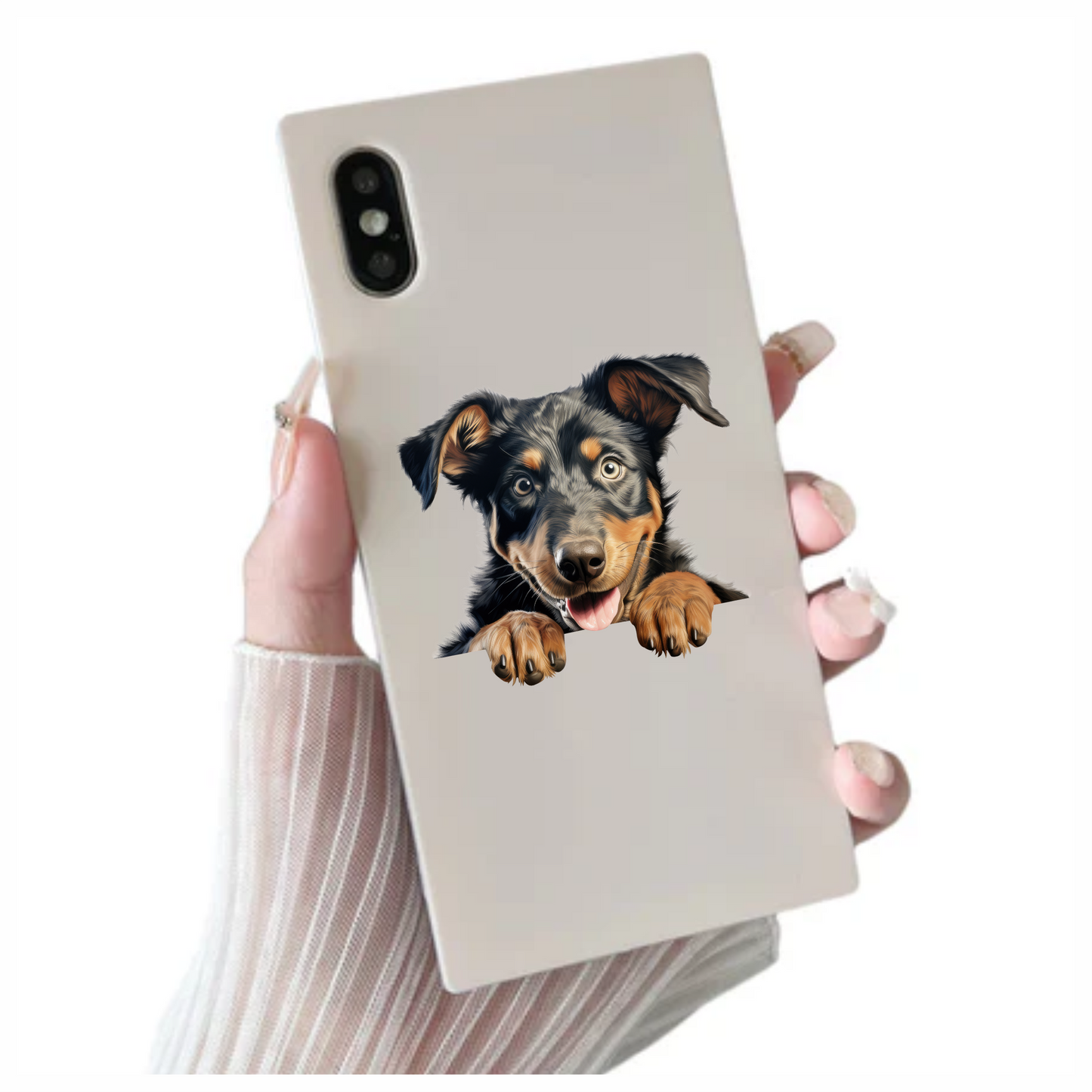 Black Brown Dog Puppy Happy Vinyl Sticker Decal