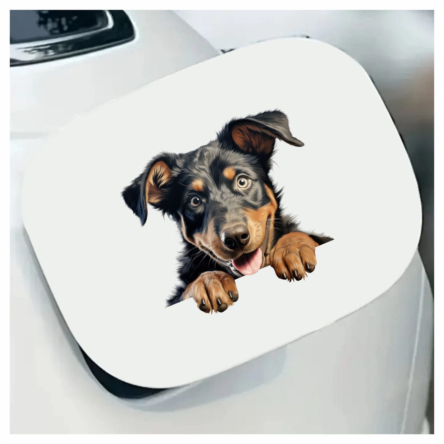 Black Brown Dog Puppy Happy Vinyl Sticker Decal