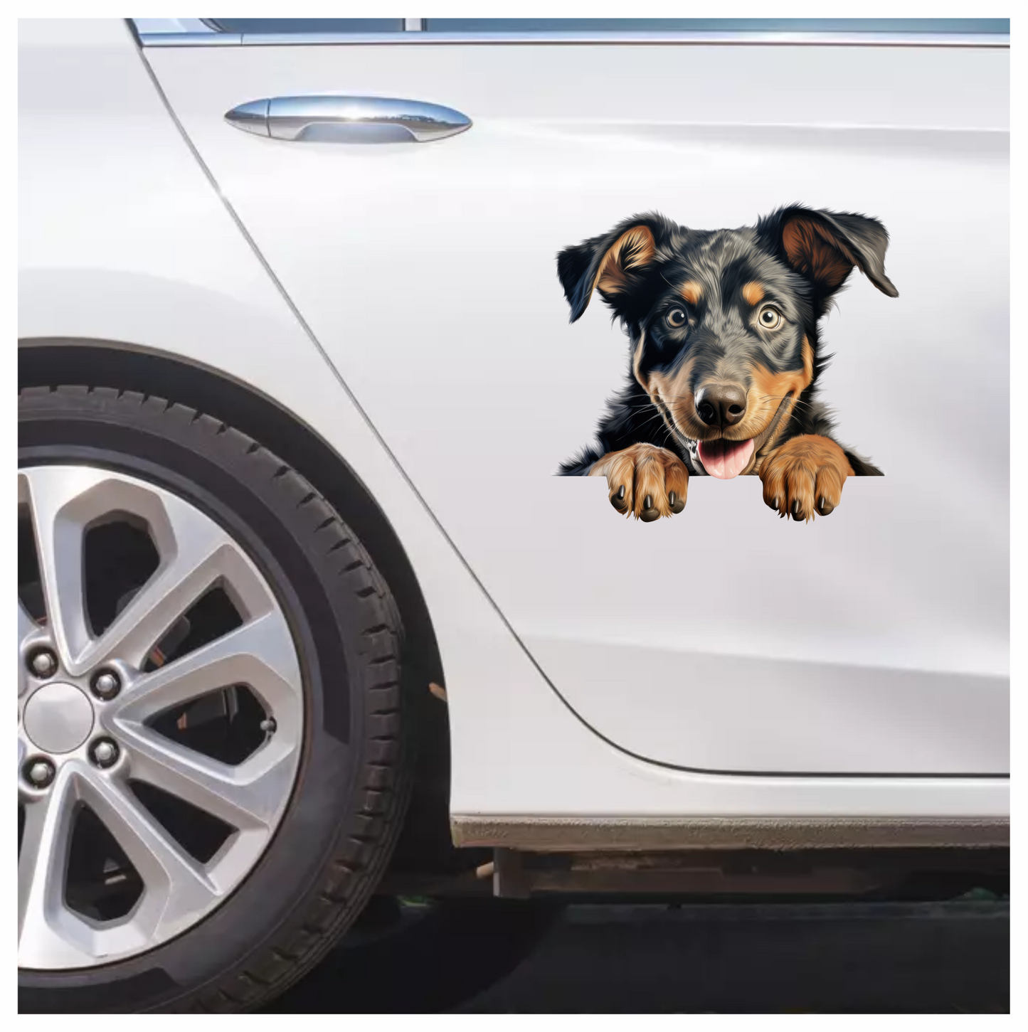 Black Brown Dog Puppy Happy Vinyl Sticker Decal