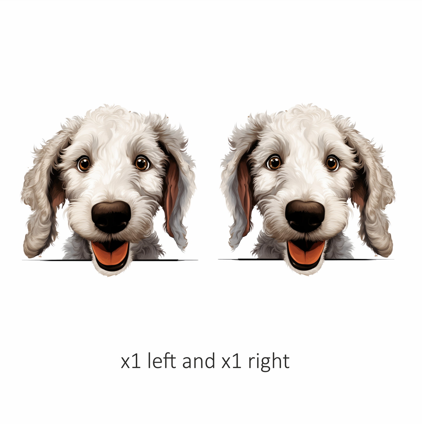 White Dog Poodle Happy Face Vinyl Sticker Decal