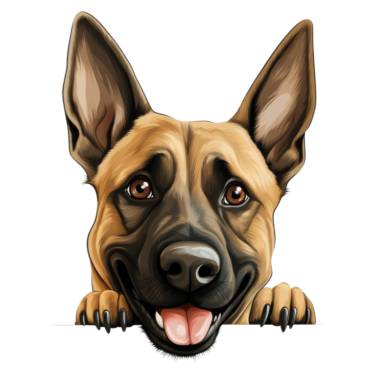 Brown Dog German Shepherd Happy Face Vinyl Sticker Decal