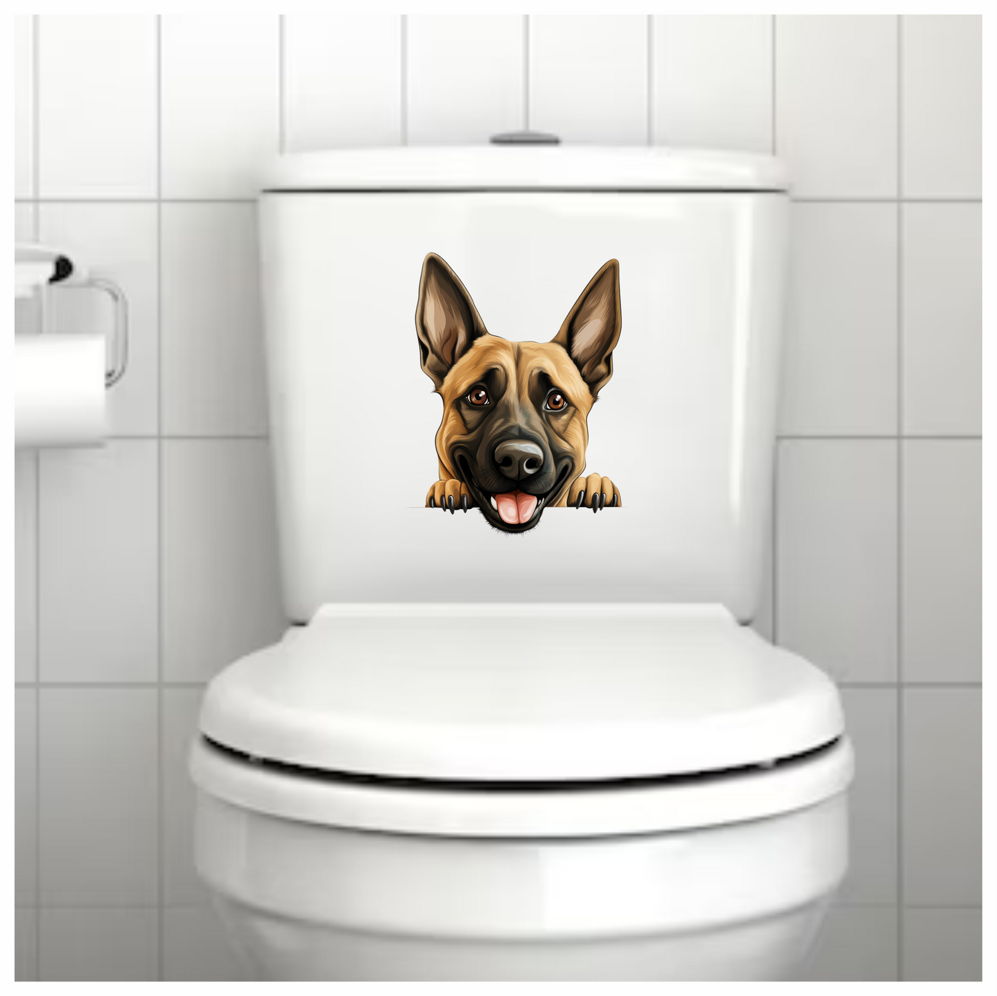 Brown Dog German Shepherd Happy Face Vinyl Sticker Decal