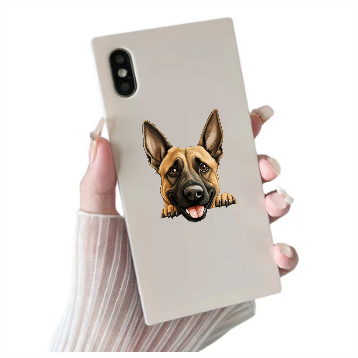 Brown Dog German Shepherd Happy Face Vinyl Sticker Decal