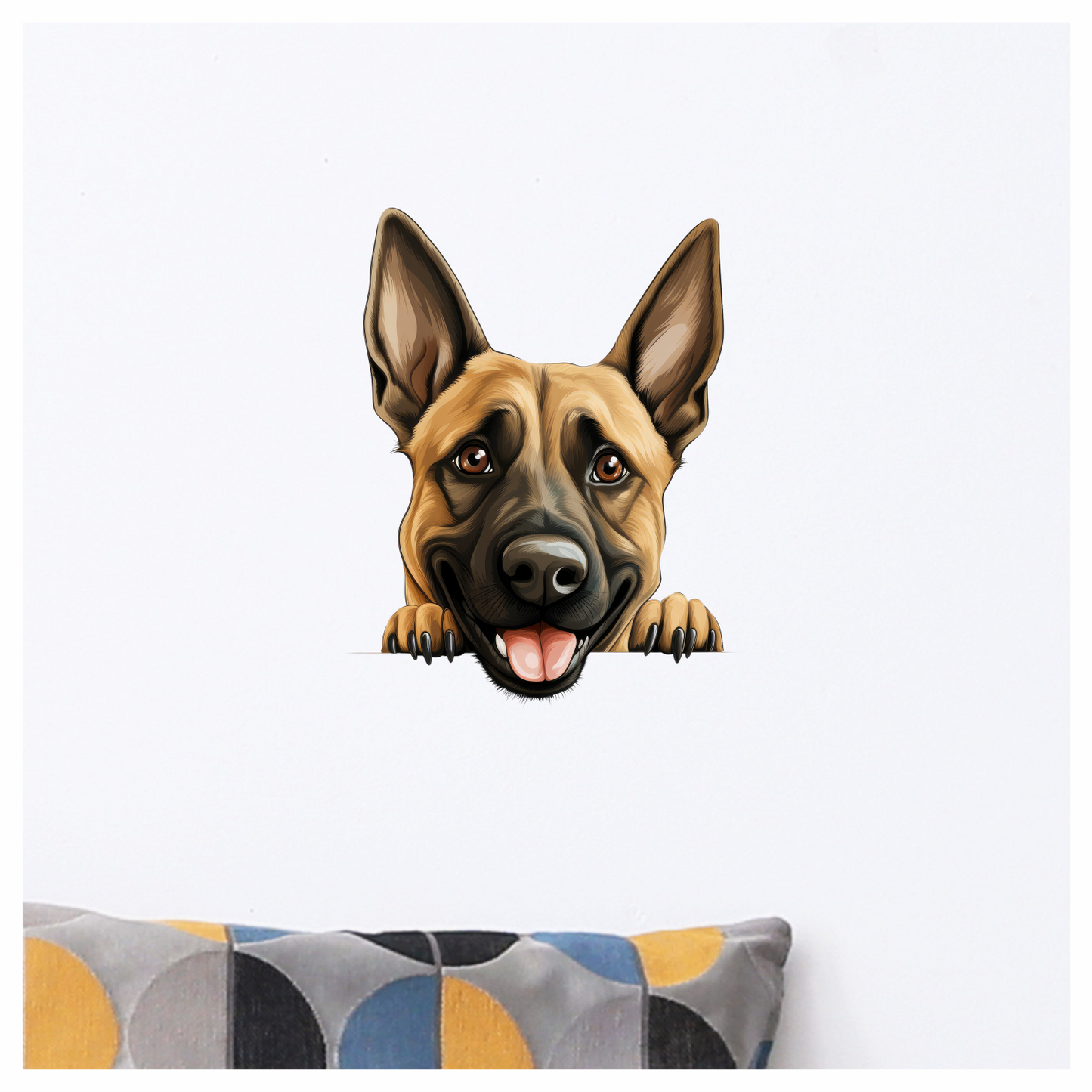 Brown Dog German Shepherd Happy Face Vinyl Sticker Decal