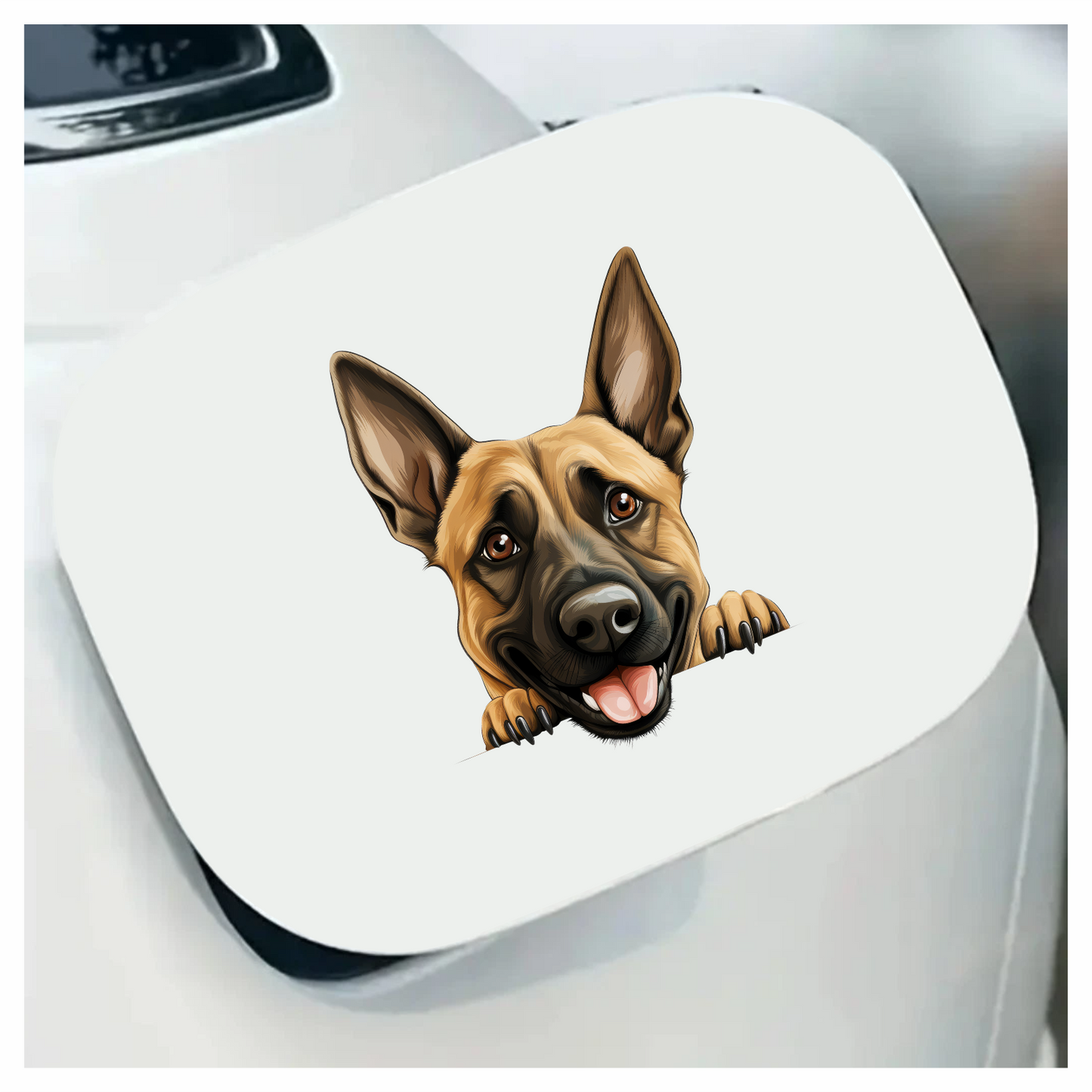 Brown Dog German Shepherd Happy Face Vinyl Sticker Decal
