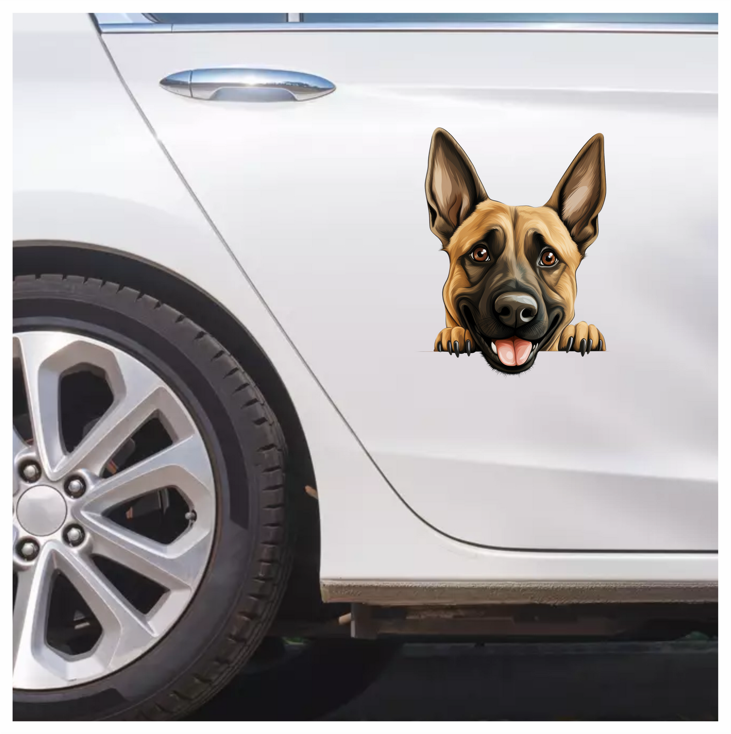 Brown Dog German Shepherd Happy Face Vinyl Sticker Decal