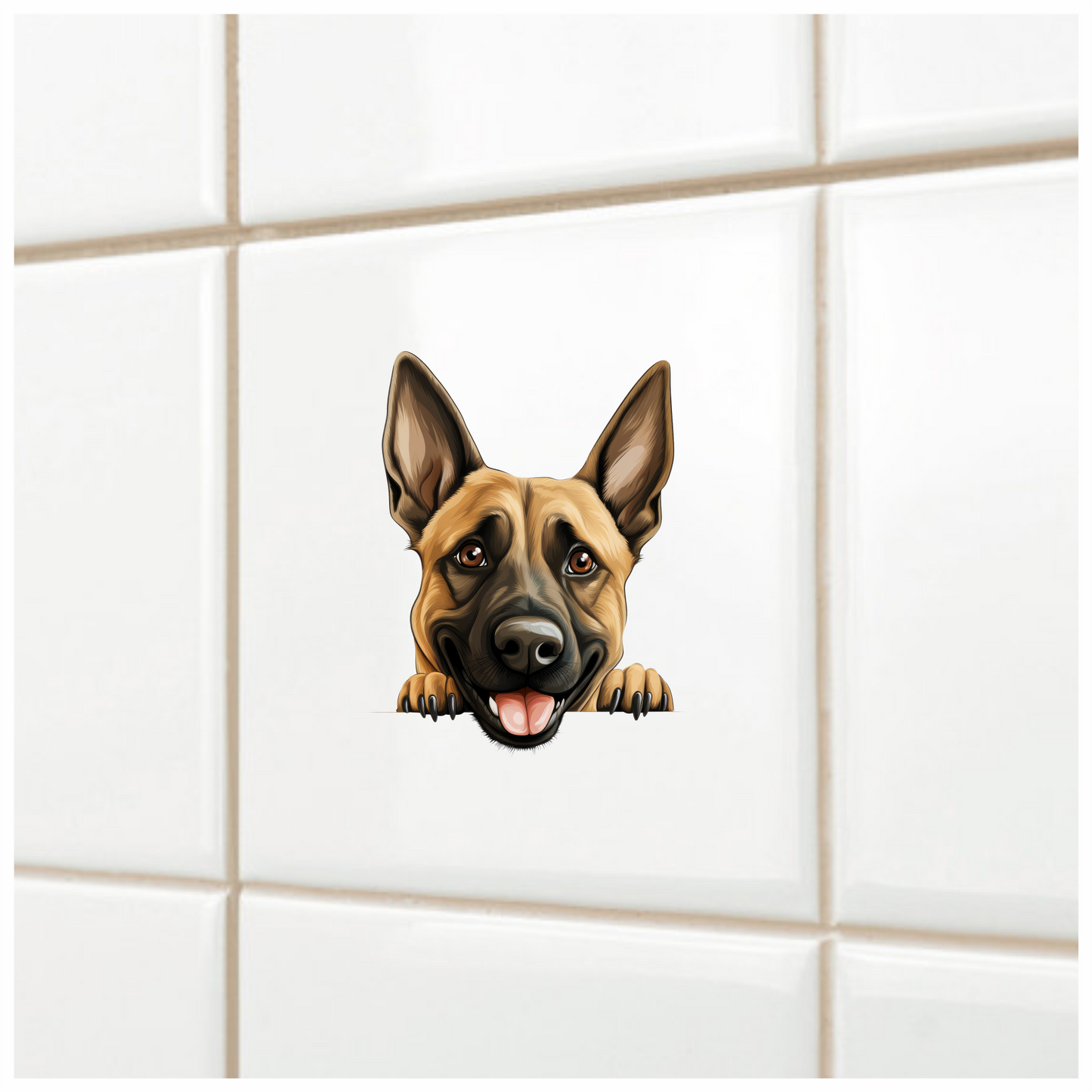 Brown Dog German Shepherd Happy Face Vinyl Sticker Decal