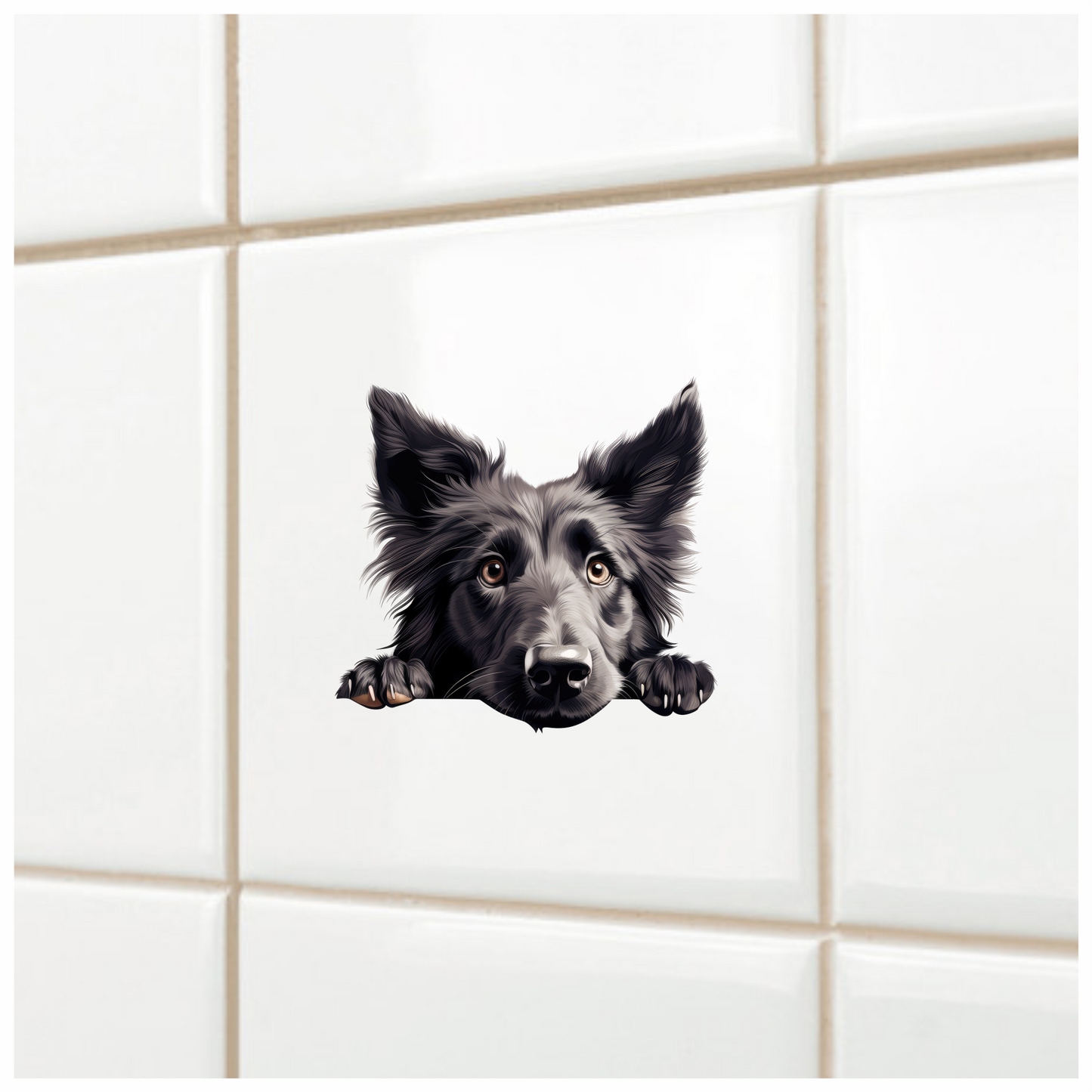 Black Dog Border Collie Face Vinyl Sticker Decal
