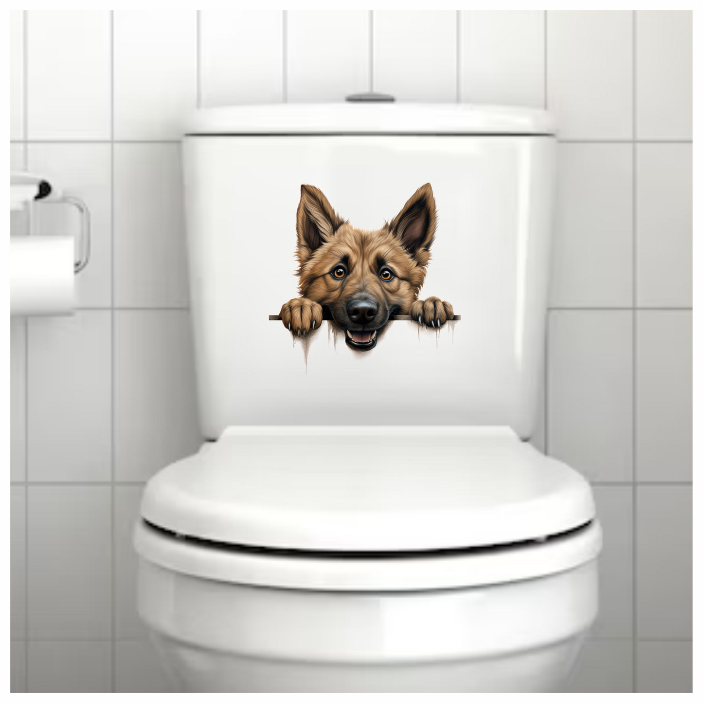 Brown Dog German Shepherd Smiling Face Vinyl Sticker Decal