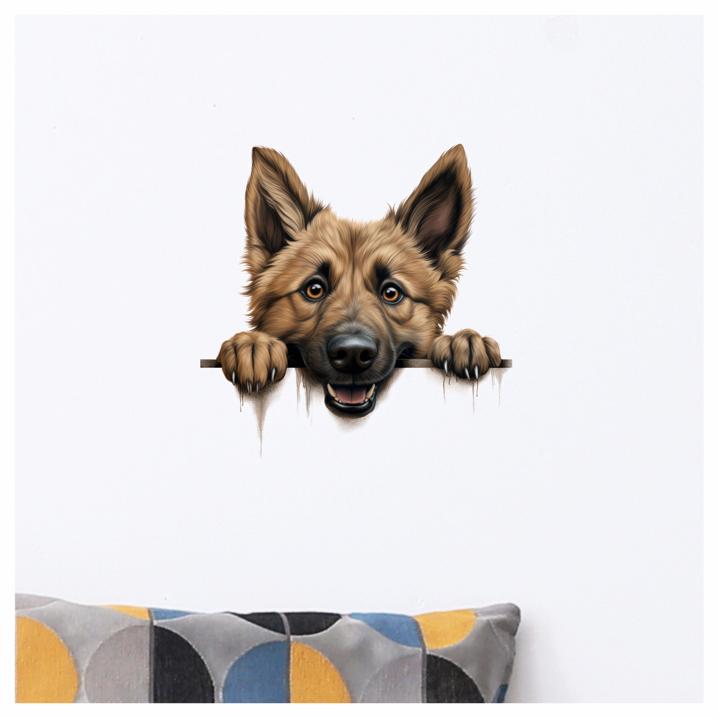 Brown Dog German Shepherd Smiling Face Vinyl Sticker Decal