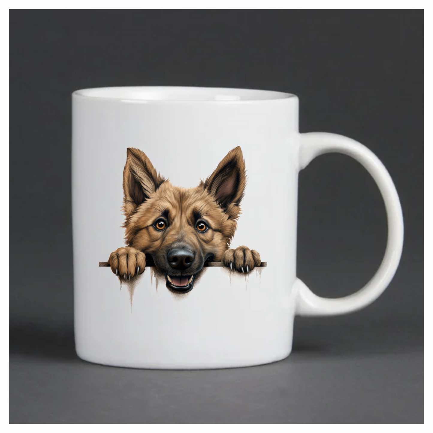 Brown Dog German Shepherd Smiling Face Vinyl Sticker Decal