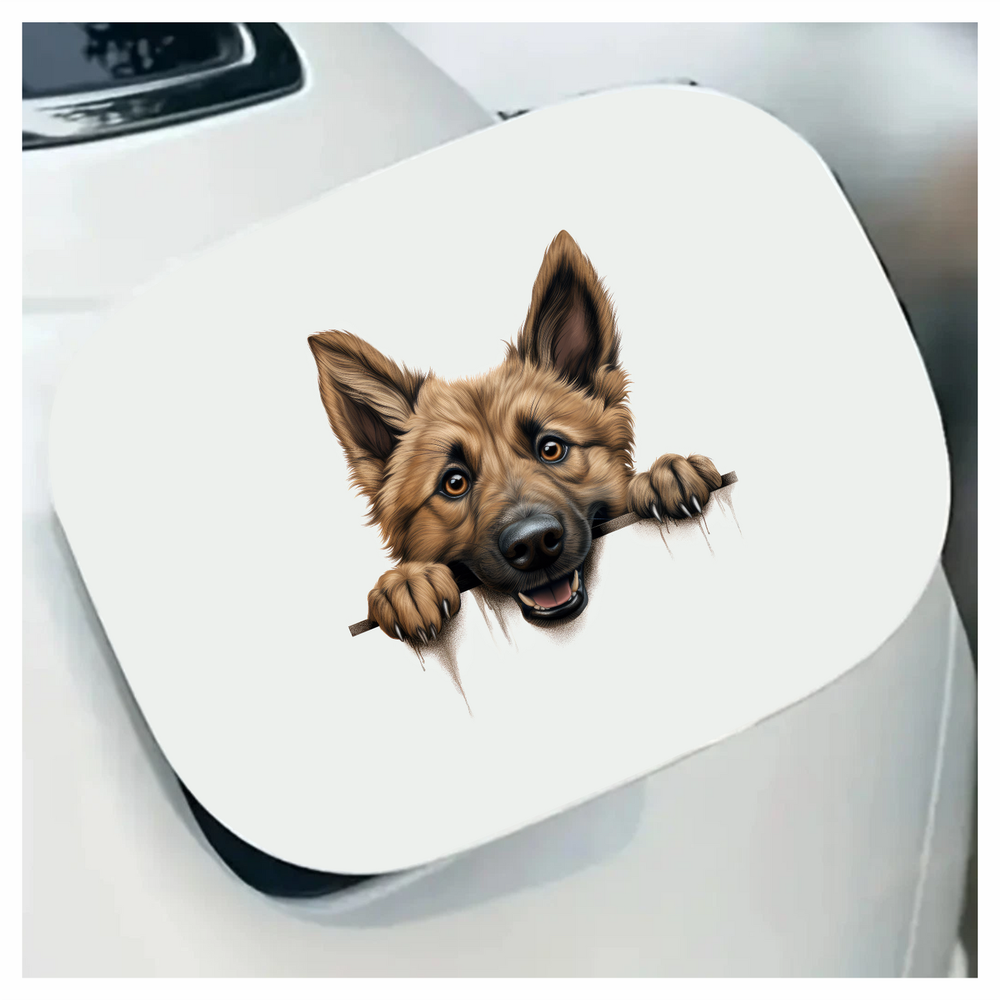 Brown Dog German Shepherd Smiling Face Vinyl Sticker Decal