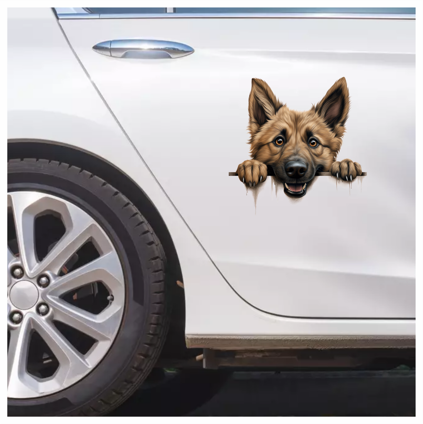 Brown Dog German Shepherd Smiling Face Vinyl Sticker Decal