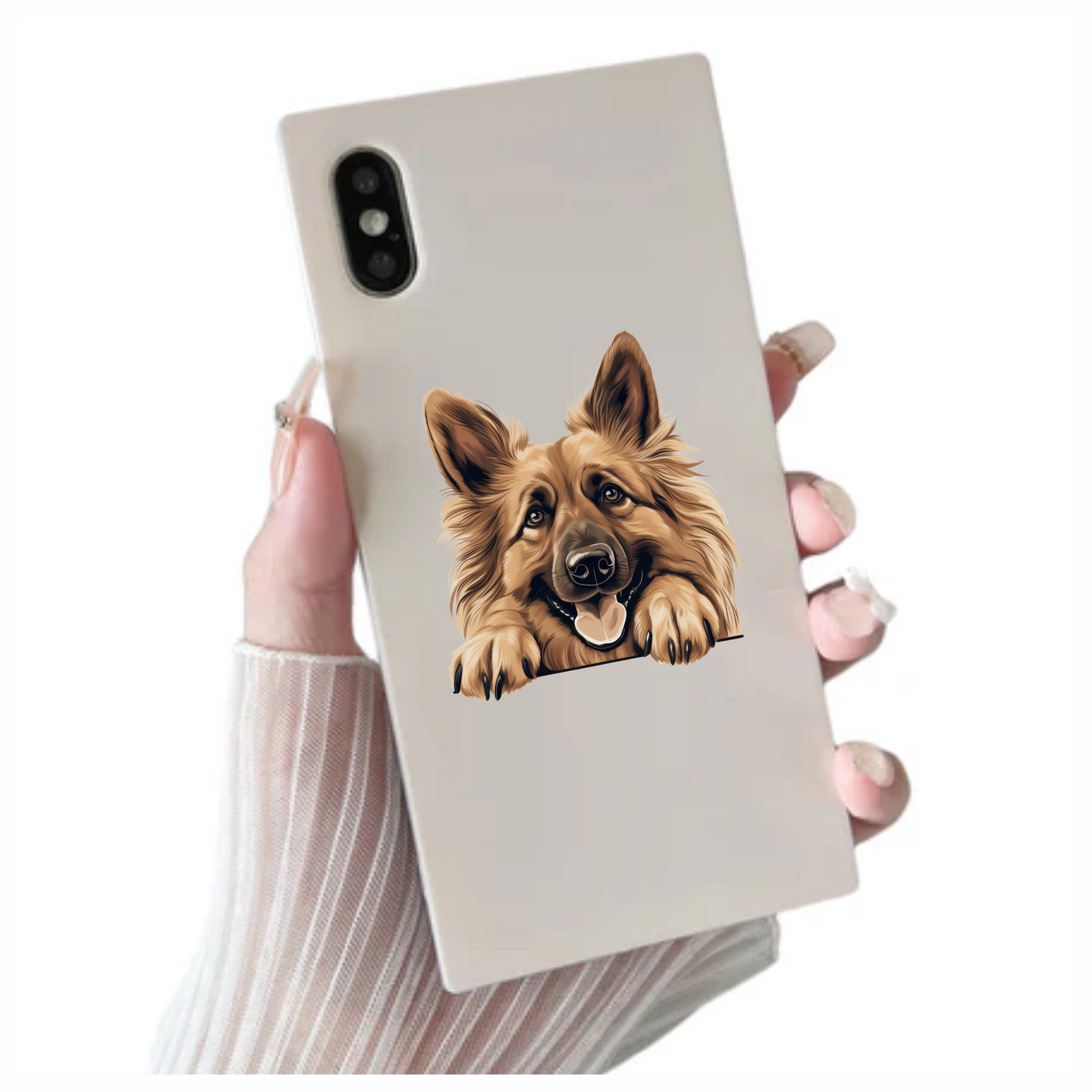 Brown Dog German Shepherd Happy Face Vinyl Sticker Decal