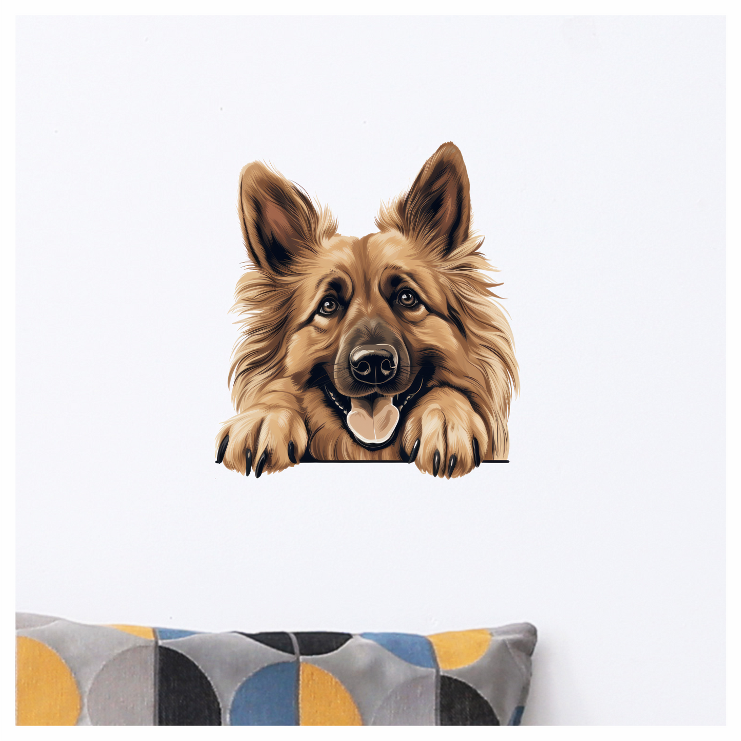 Brown Dog German Shepherd Happy Face Vinyl Sticker Decal