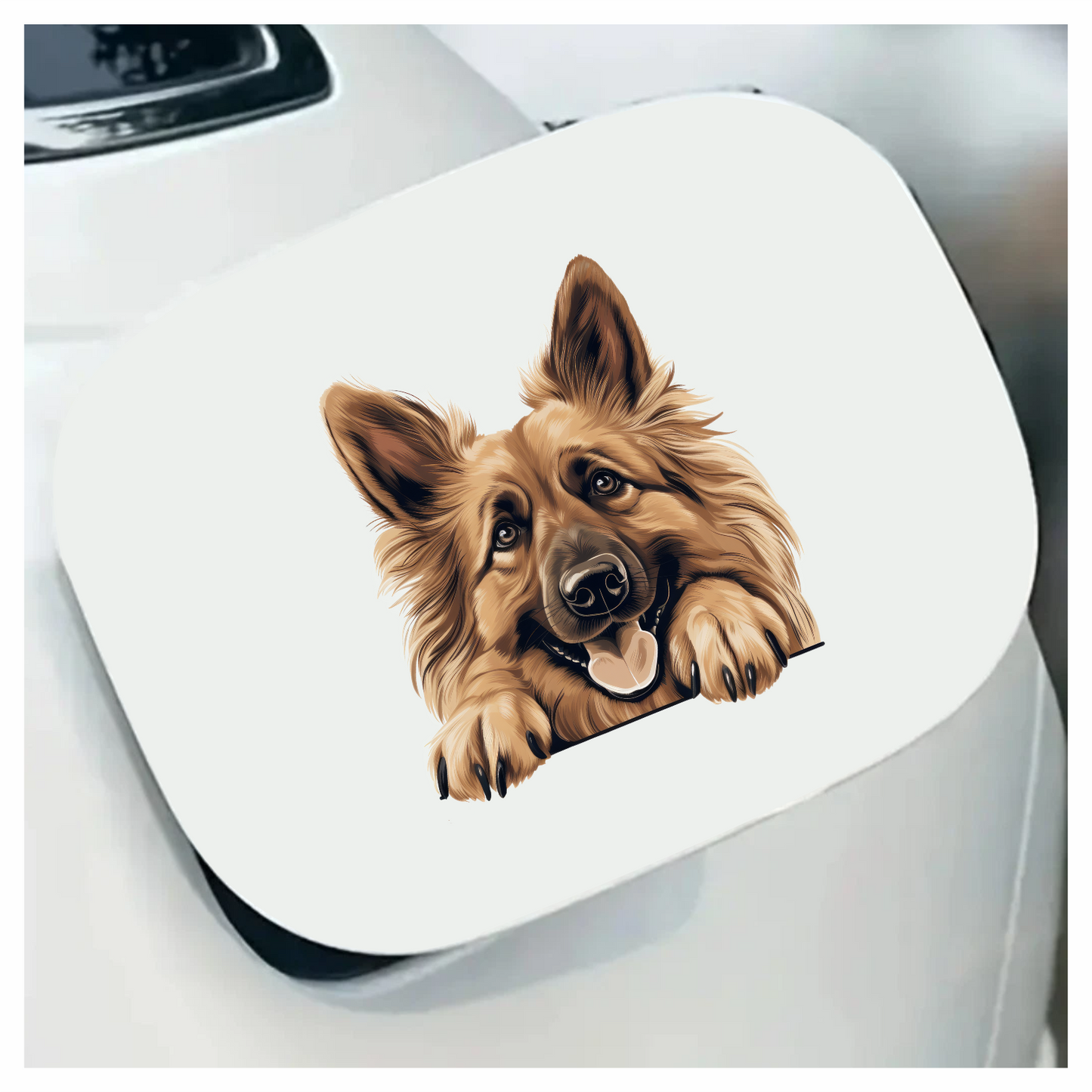 Brown Dog German Shepherd Happy Face Vinyl Sticker Decal