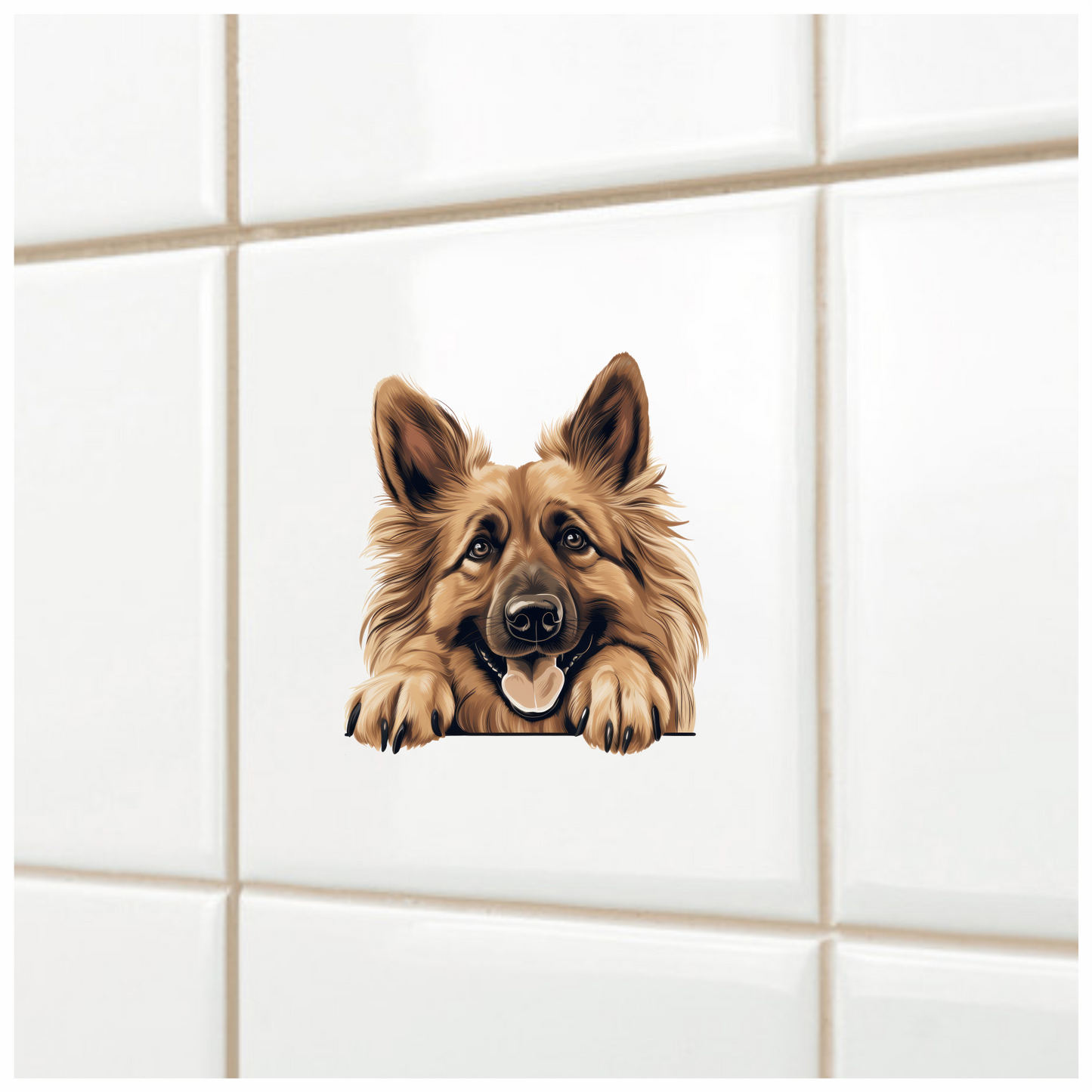 Brown Dog German Shepherd Happy Face Vinyl Sticker Decal