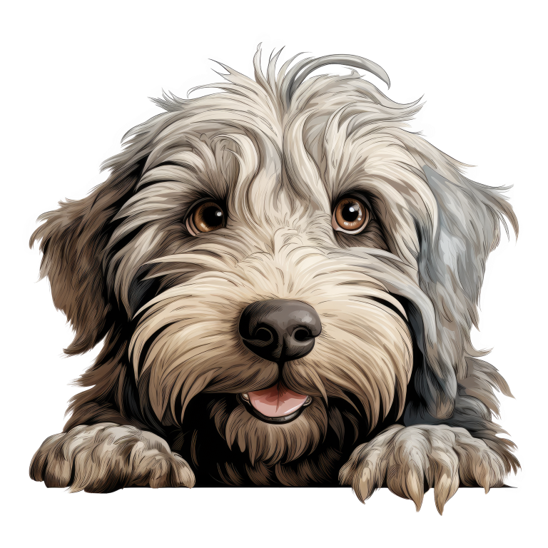 Grey Shaggy Dog Puppy Cute Vinyl Sticker Decal