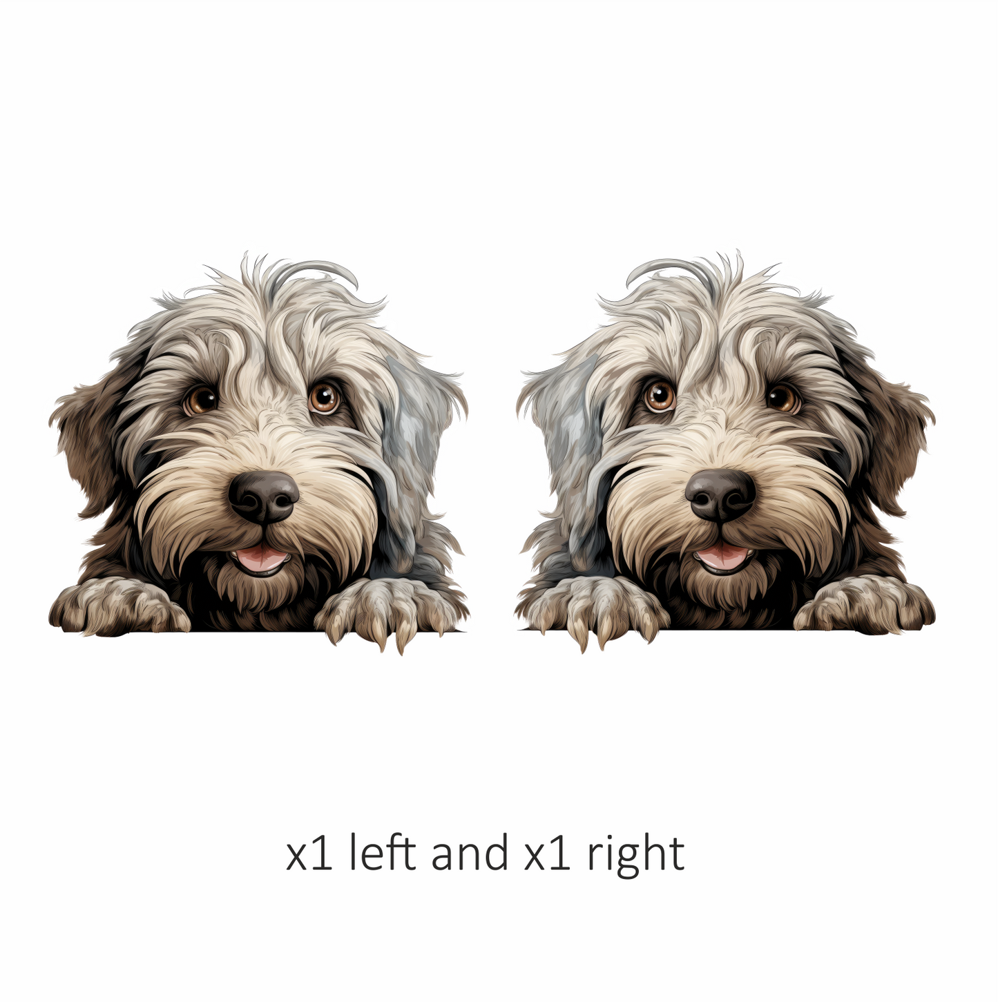 Grey Shaggy Dog Puppy Cute Vinyl Sticker Decal