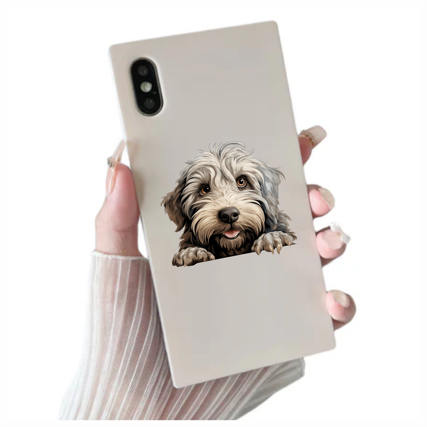 Grey Shaggy Dog Puppy Cute Vinyl Sticker Decal