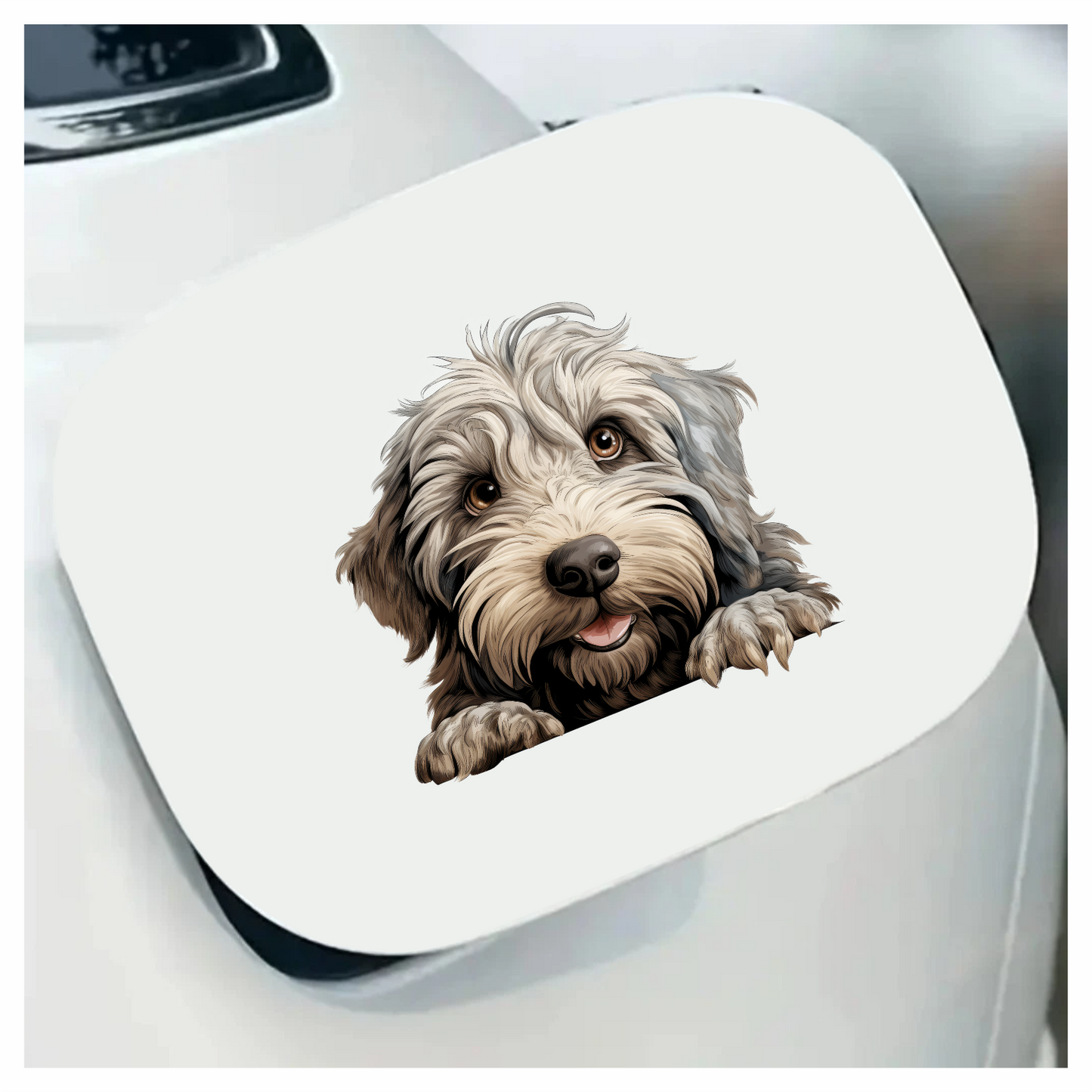 Grey Shaggy Dog Puppy Cute Vinyl Sticker Decal
