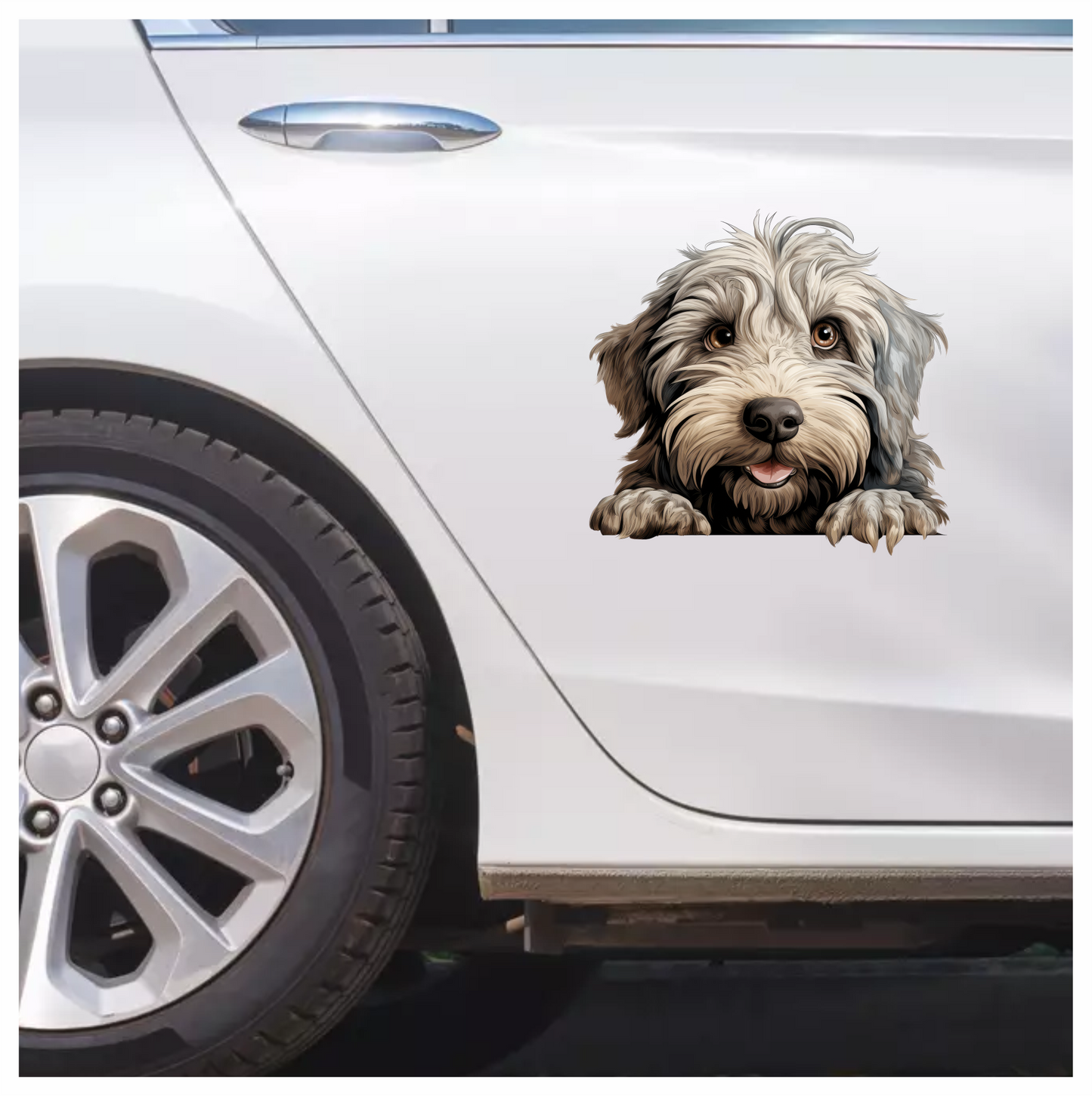 Grey Shaggy Dog Puppy Cute Vinyl Sticker Decal