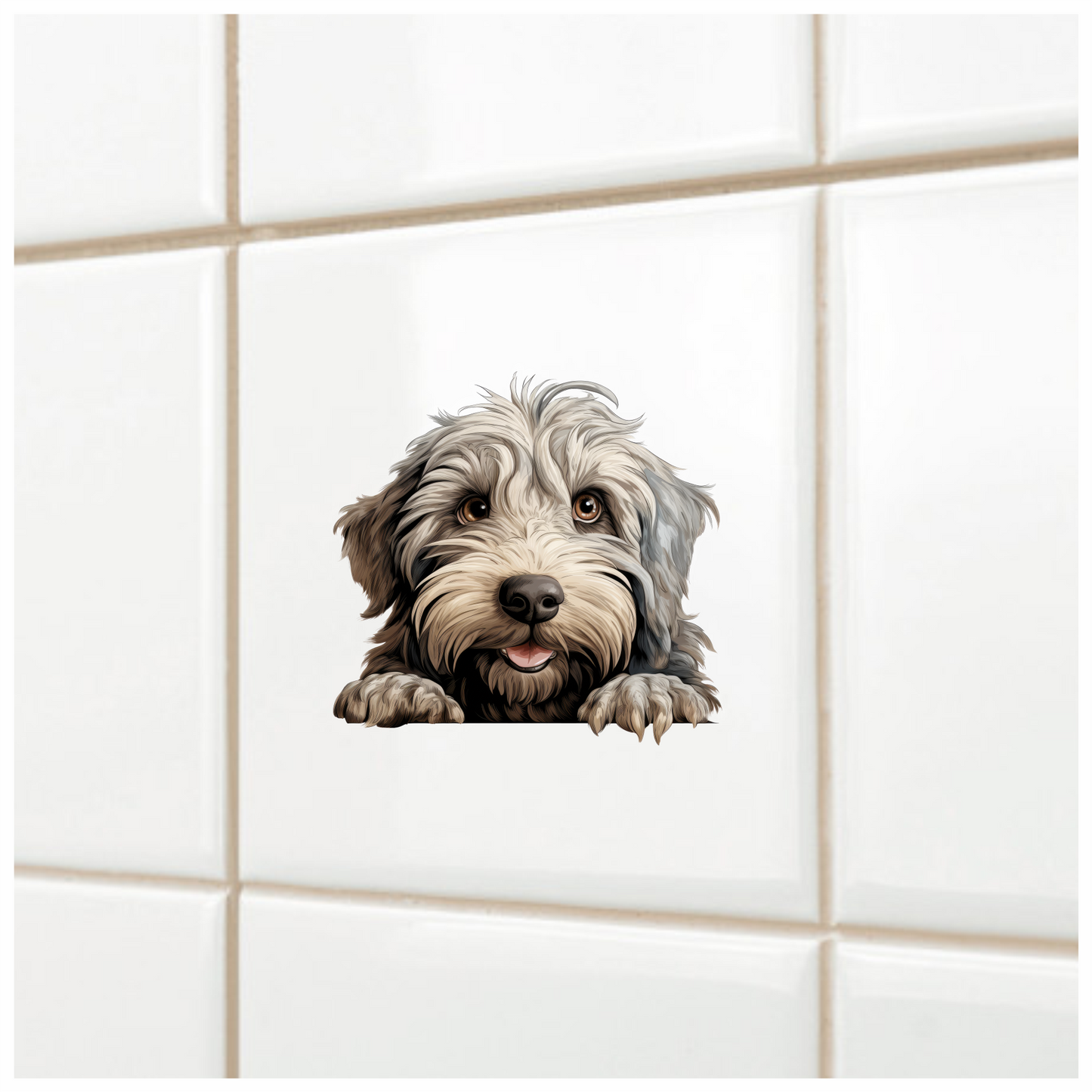Grey Shaggy Dog Puppy Cute Vinyl Sticker Decal