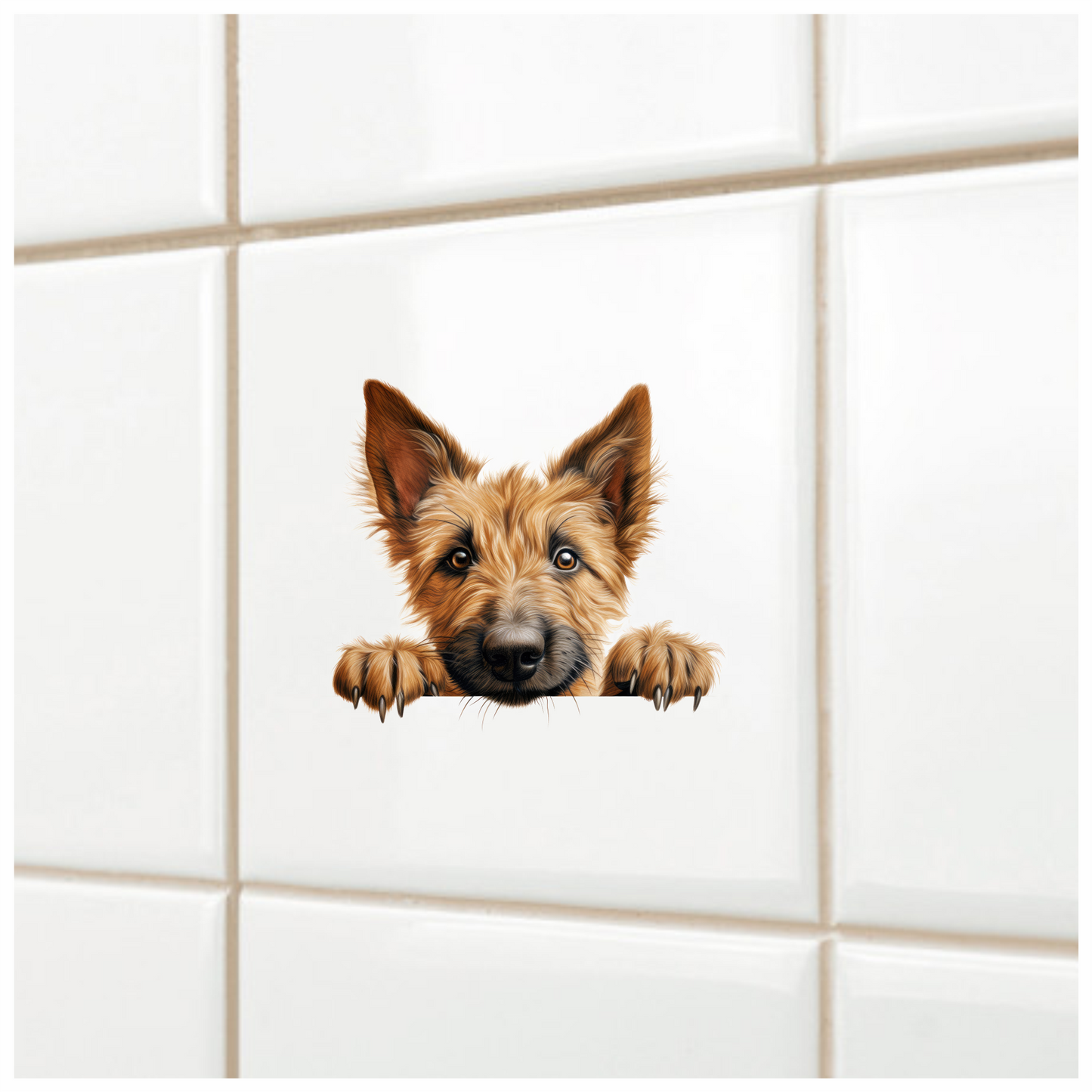 Brown Dog Terrier Face Paws Vinyl Sticker Decal
