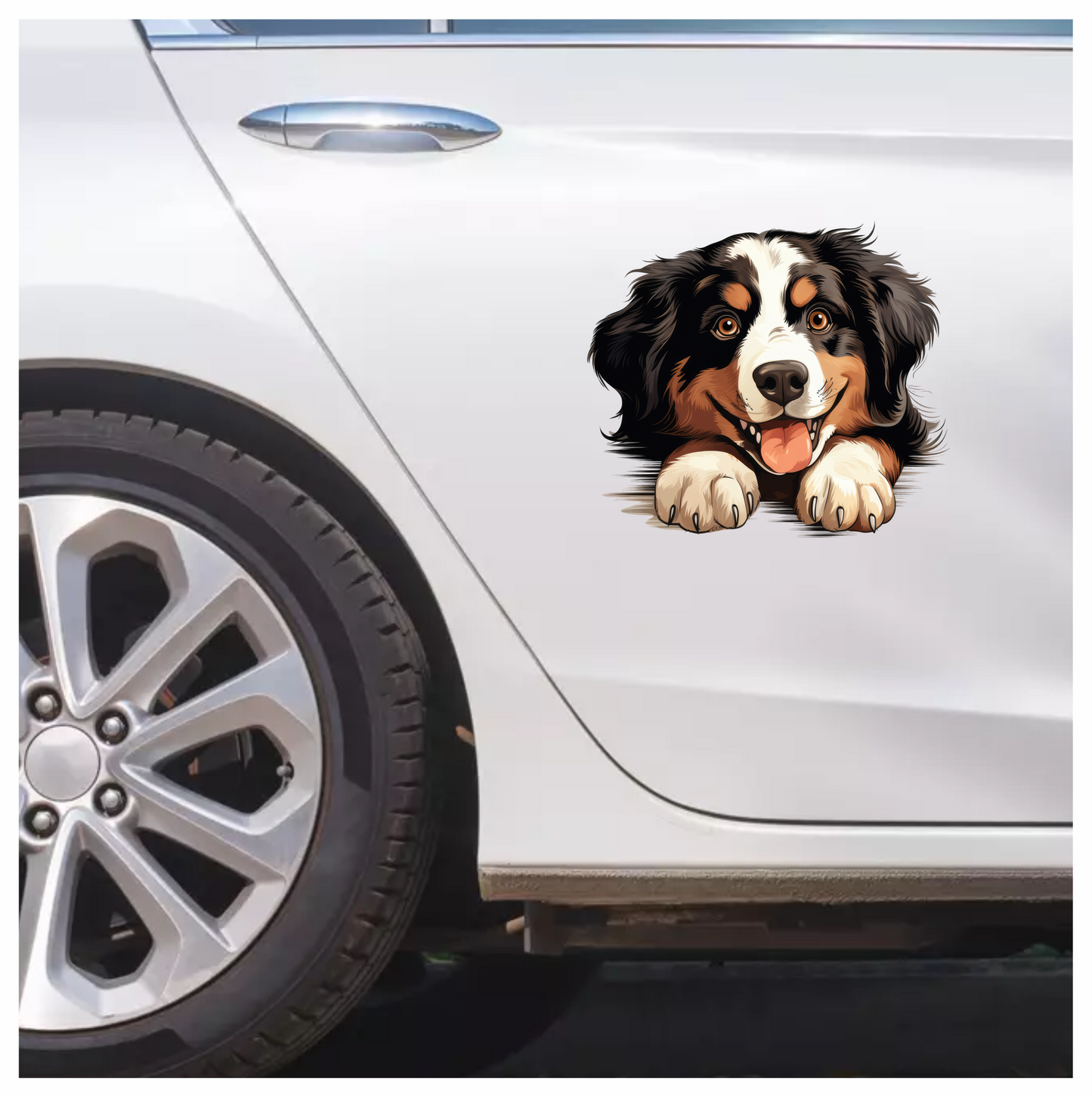 Black Brown White Dog Bernese Vinyl Sticker Decal