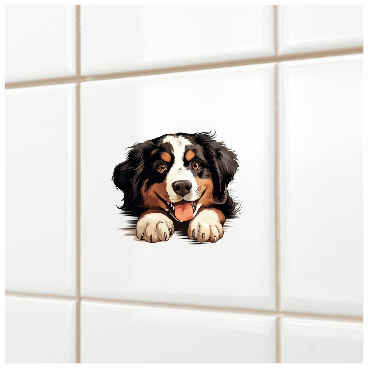 Black Brown White Dog Bernese Vinyl Sticker Decal