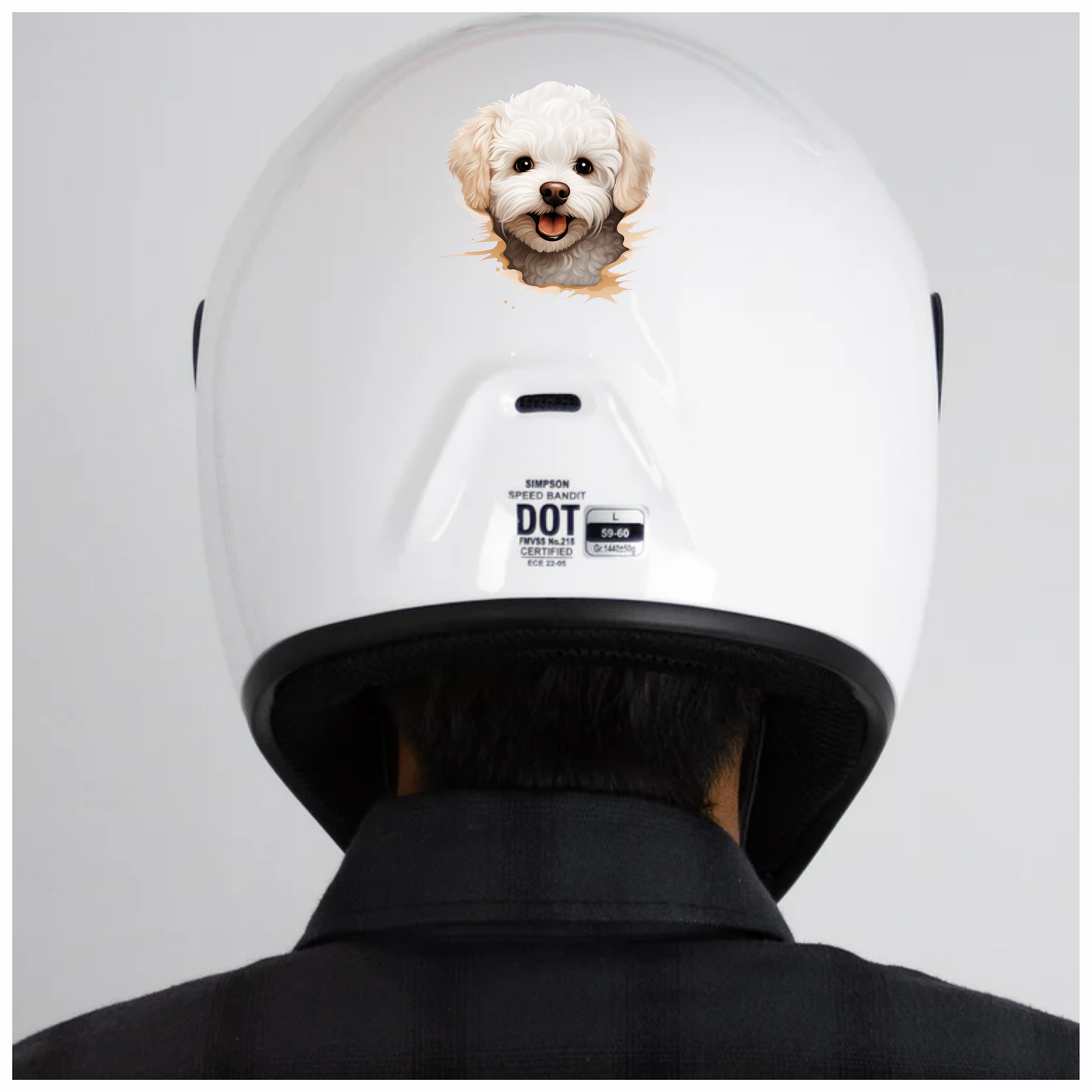 White Fluffy Dog Bichon Frise Happy Vinyl Sticker Decal