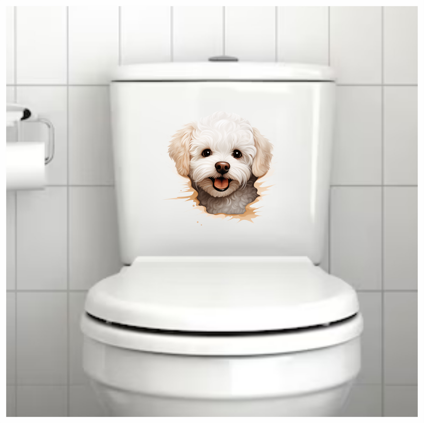 White Fluffy Dog Bichon Frise Happy Vinyl Sticker Decal