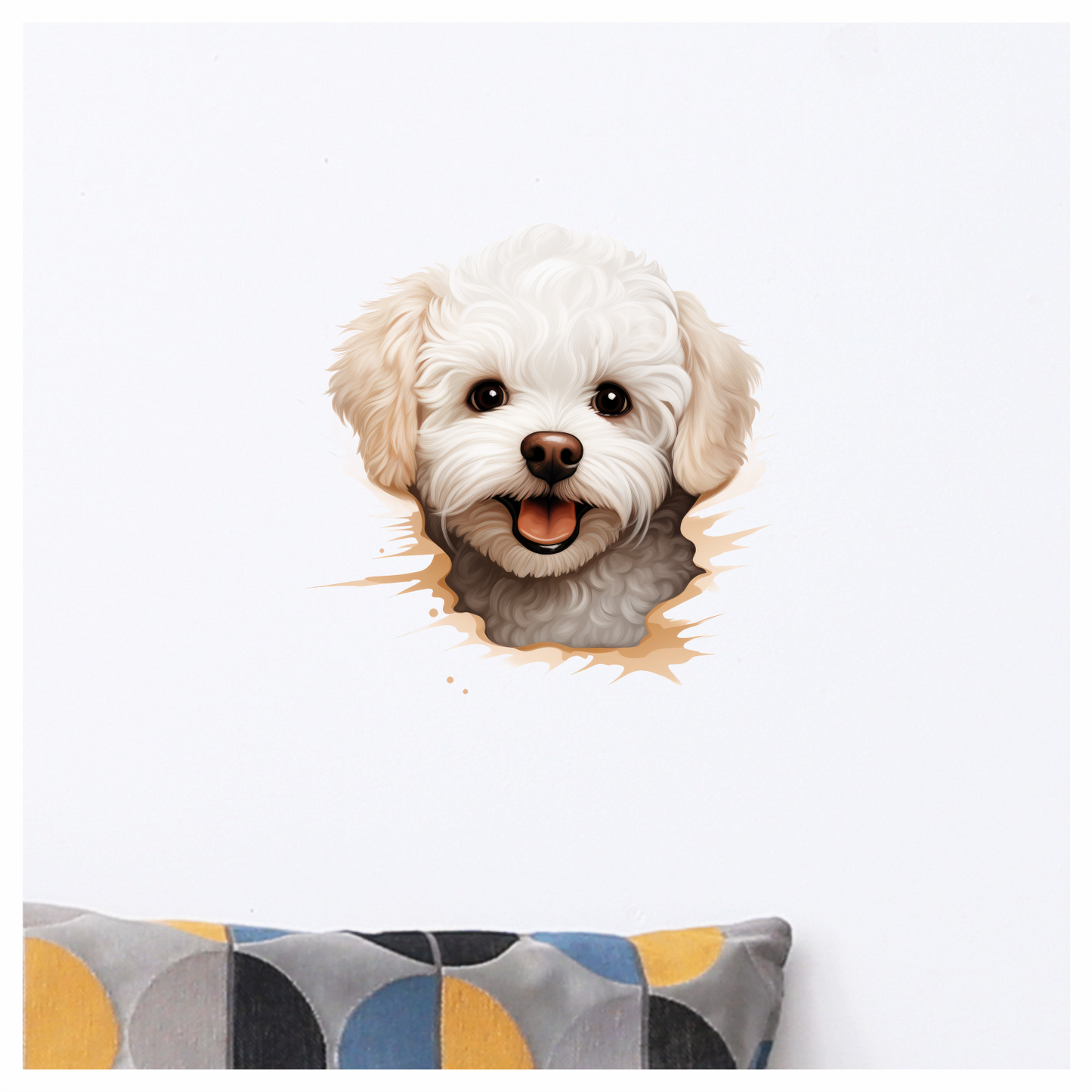 White Fluffy Dog Bichon Frise Happy Vinyl Sticker Decal