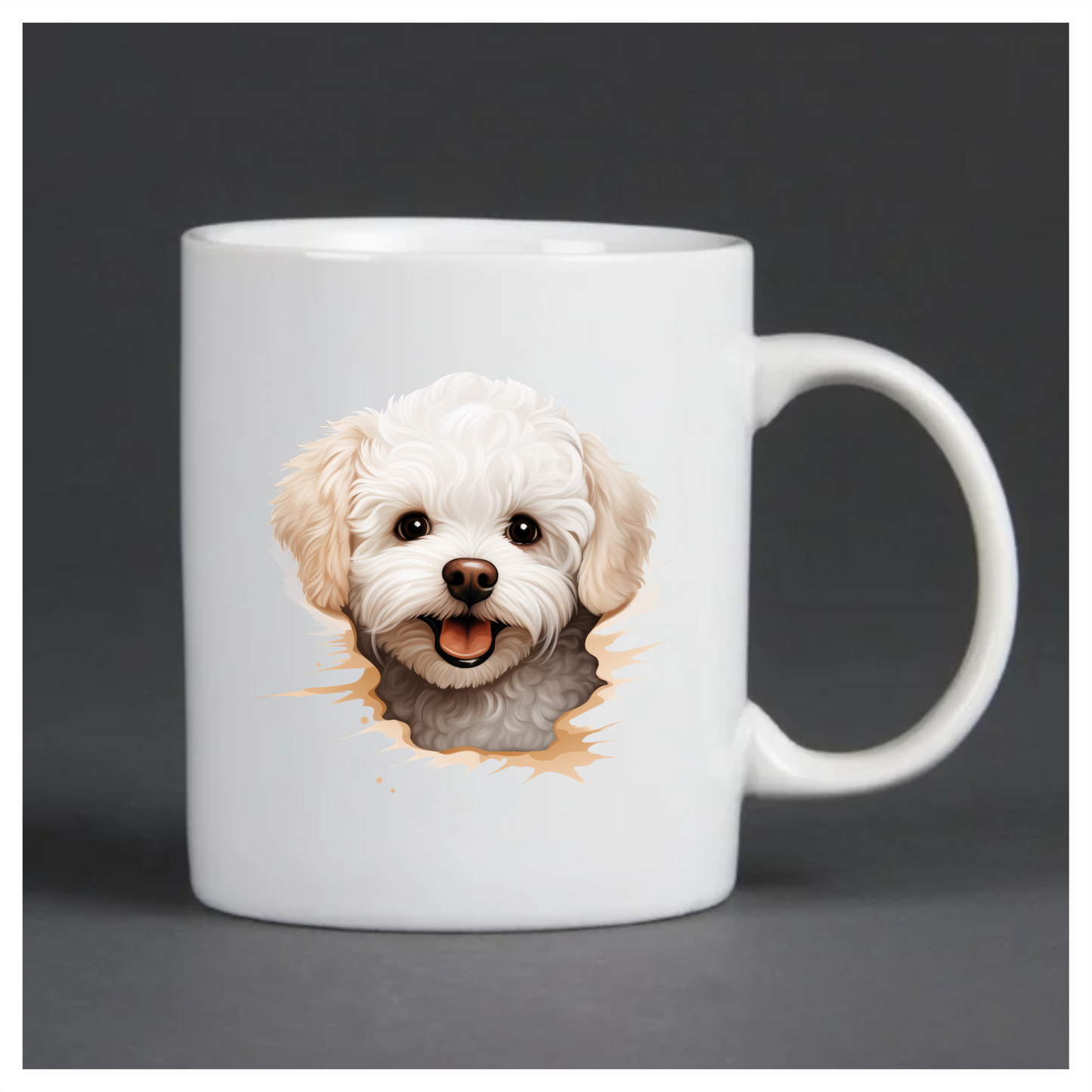 White Fluffy Dog Bichon Frise Happy Vinyl Sticker Decal