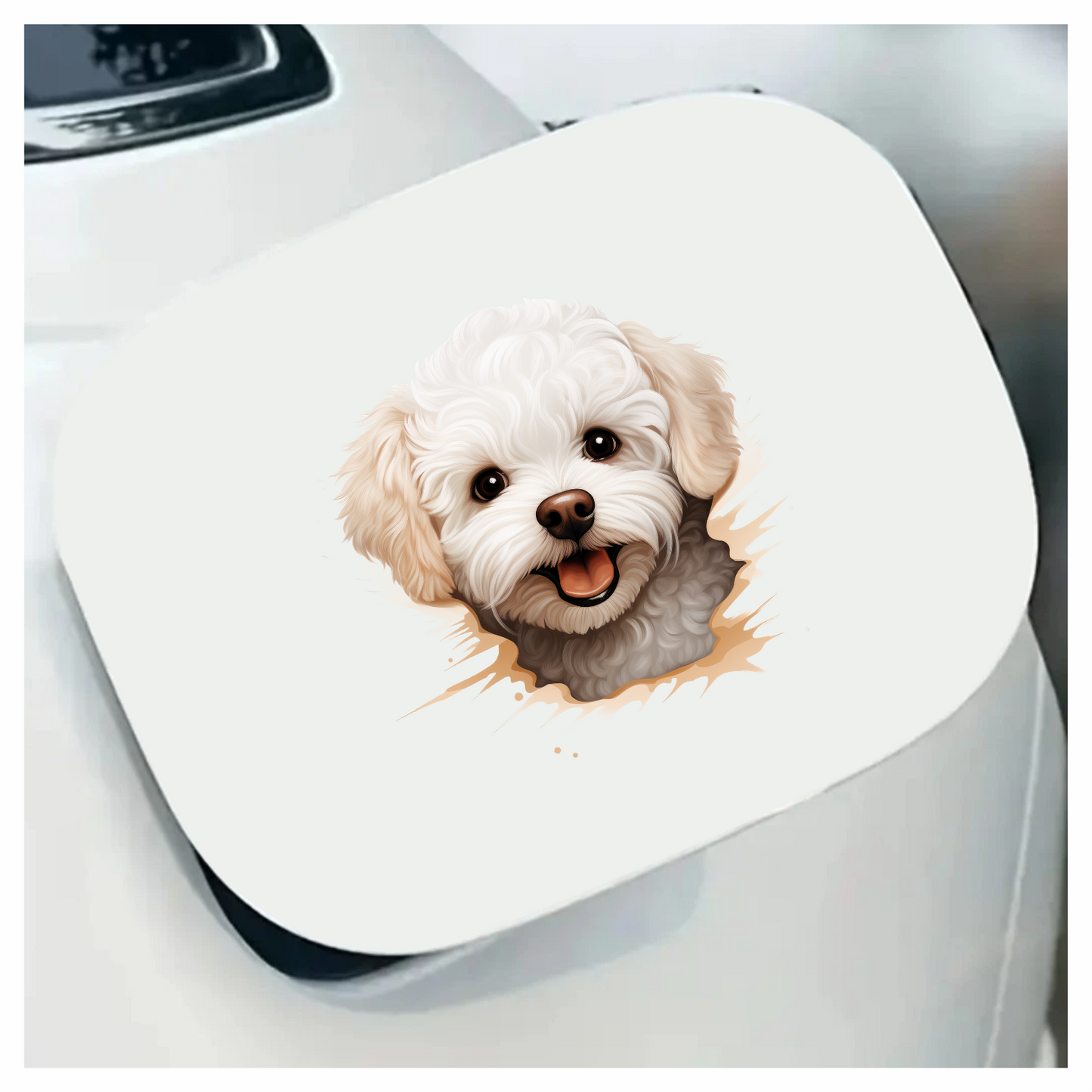White Fluffy Dog Bichon Frise Happy Vinyl Sticker Decal