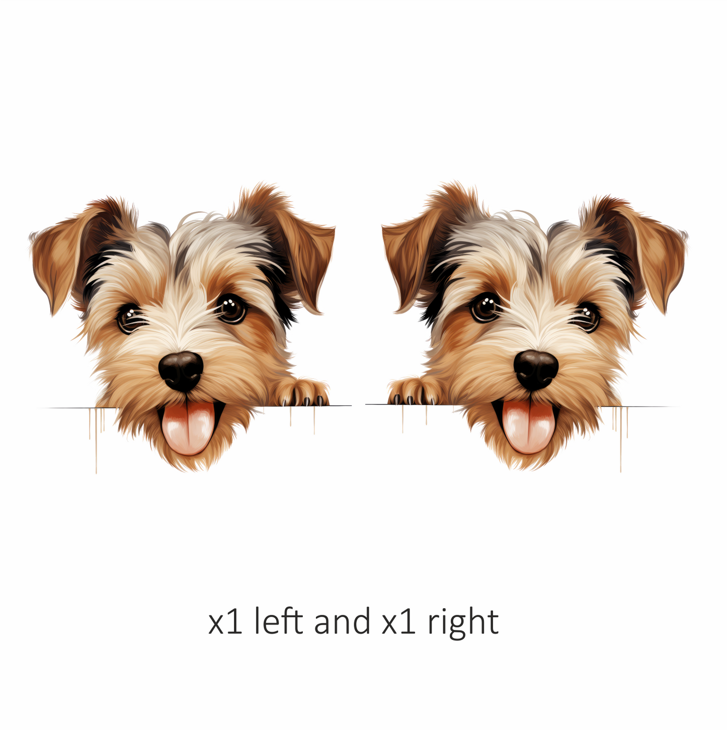Brown White Dog Yorkshire Terrier Tongue Vinyl Sticker Decal