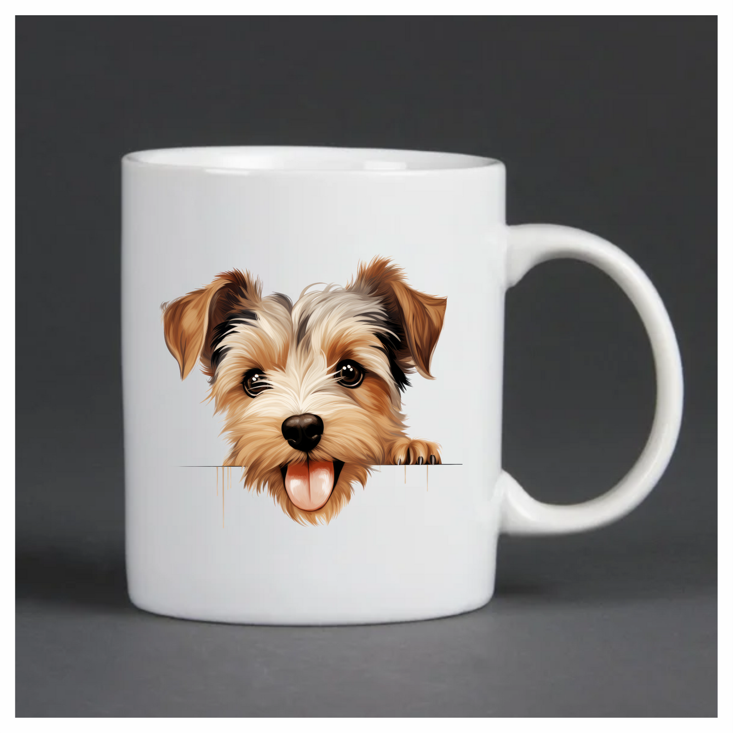 Brown White Dog Yorkshire Terrier Tongue Vinyl Sticker Decal