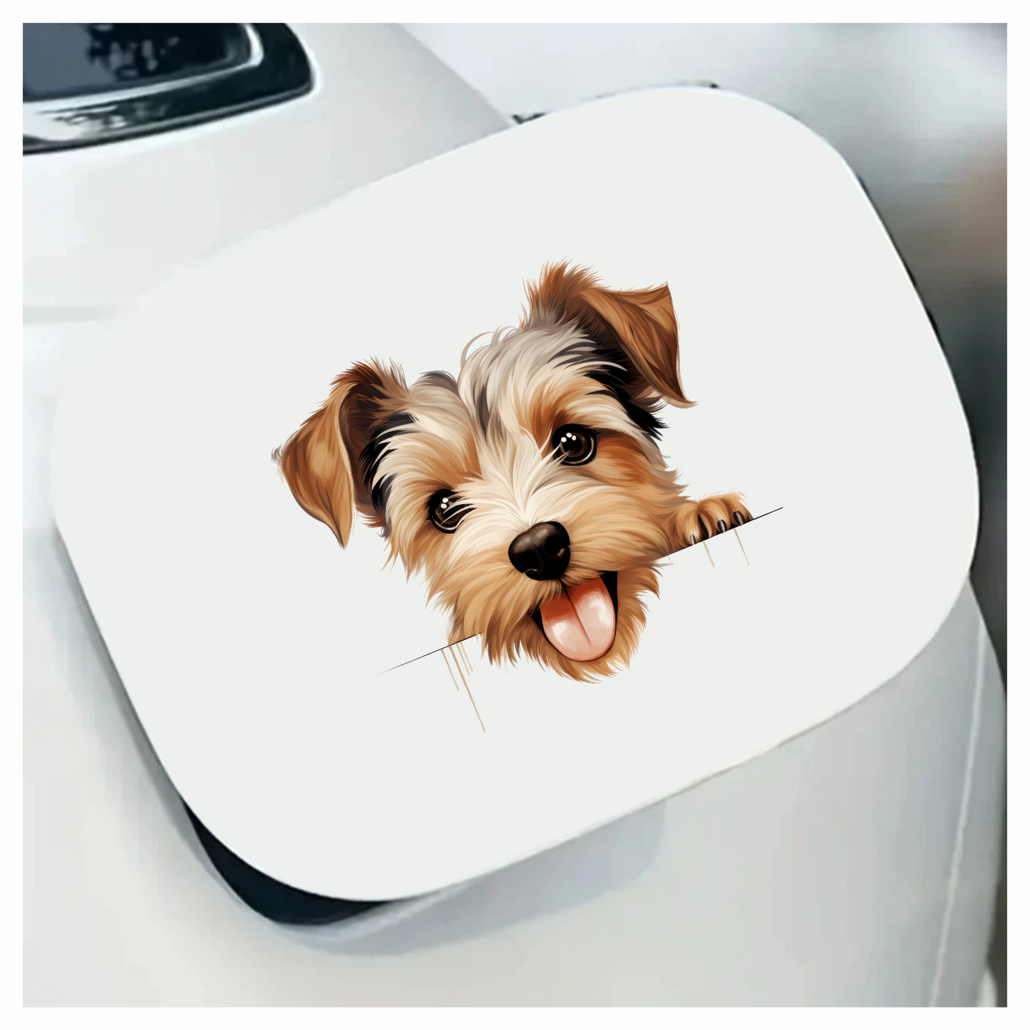 Brown White Dog Yorkshire Terrier Tongue Vinyl Sticker Decal