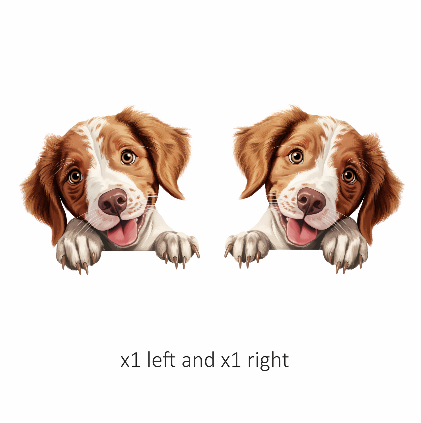 Brown White Dog Spaniel Happy Vinyl Sticker Decal