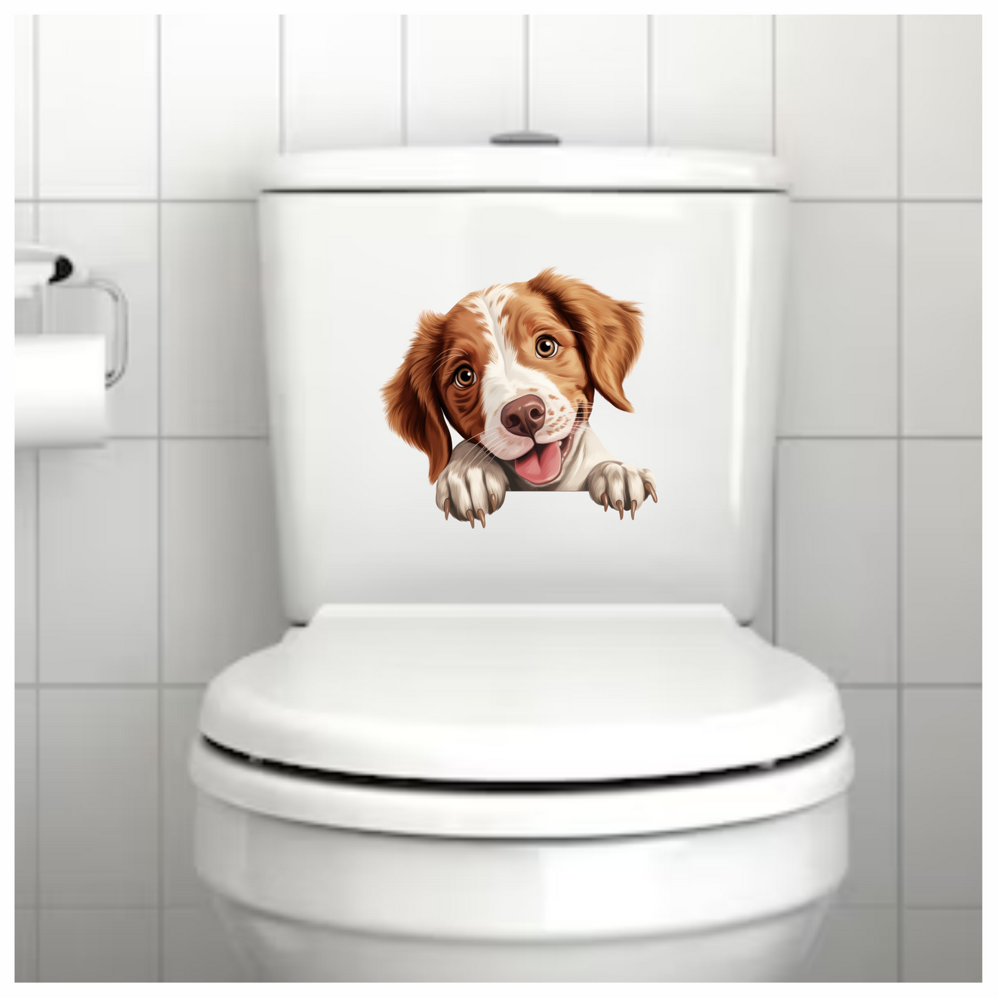 Brown White Dog Spaniel Happy Vinyl Sticker Decal