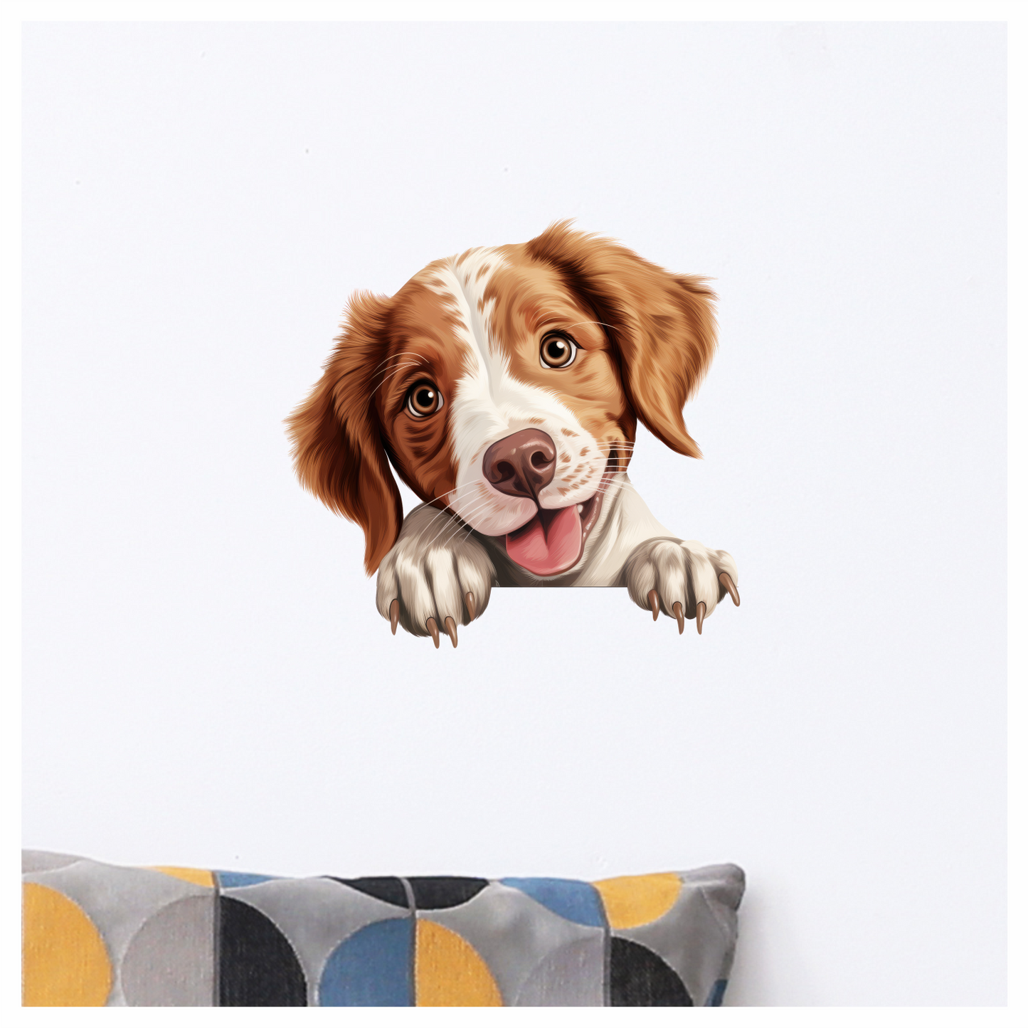 Brown White Dog Spaniel Happy Vinyl Sticker Decal