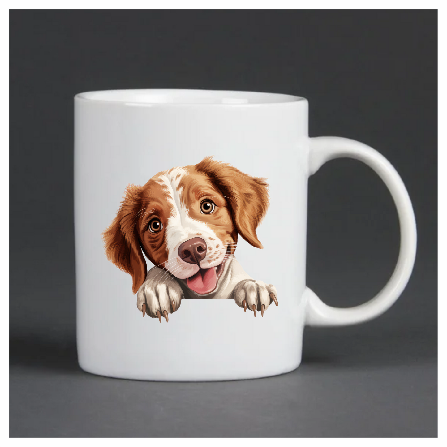 Brown White Dog Spaniel Happy Vinyl Sticker Decal